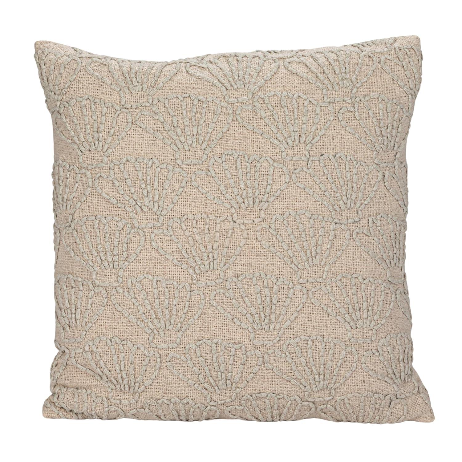 Embroidered Cotton Reversible Throw Pillow