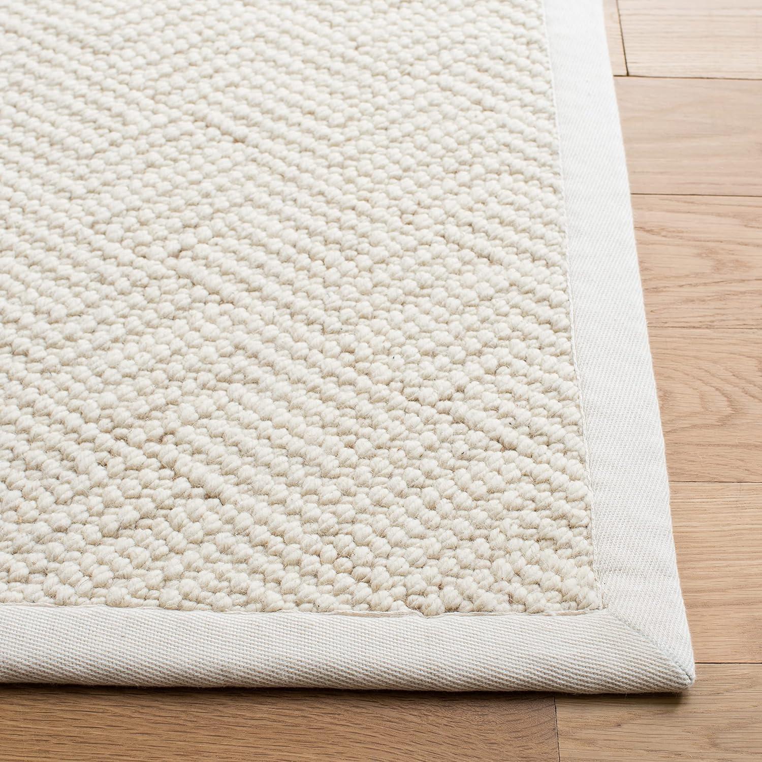 Handwoven Ivory Wool 8' x 10' Rectangular Area Rug