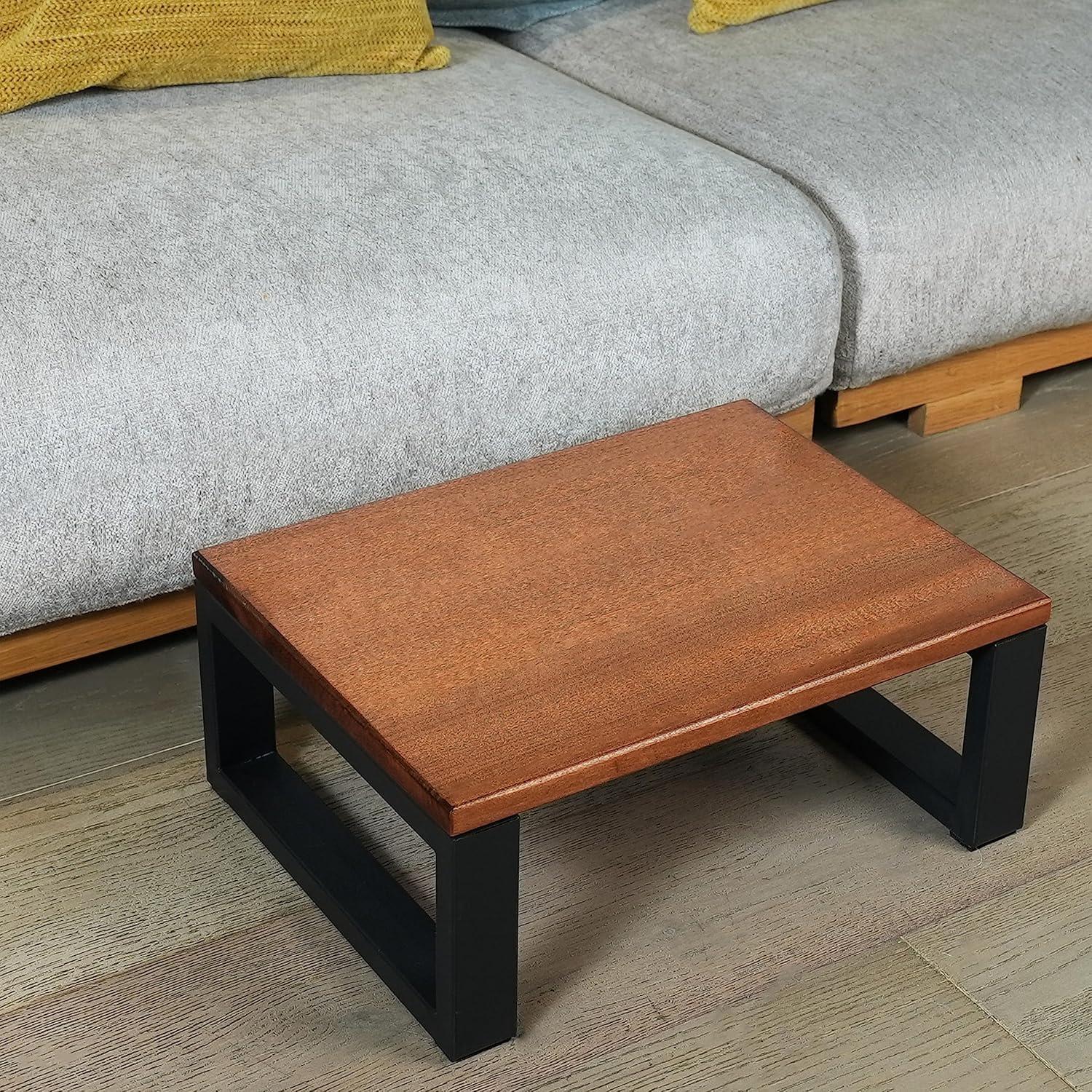 Chocolate Brown Solid Hardwood and Metal Portable Step Stool