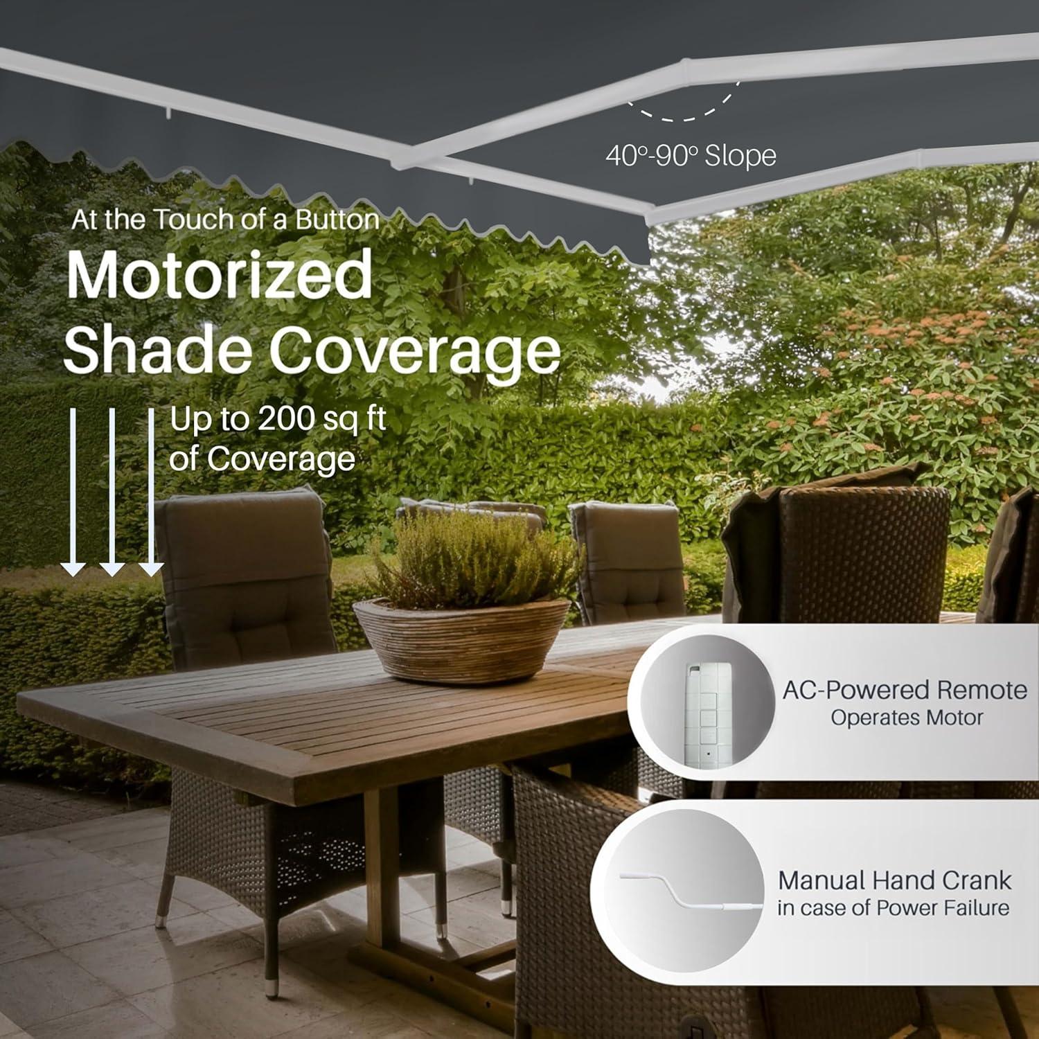 ALEKO Motorized Retractable Outdoor Awning with White Frame