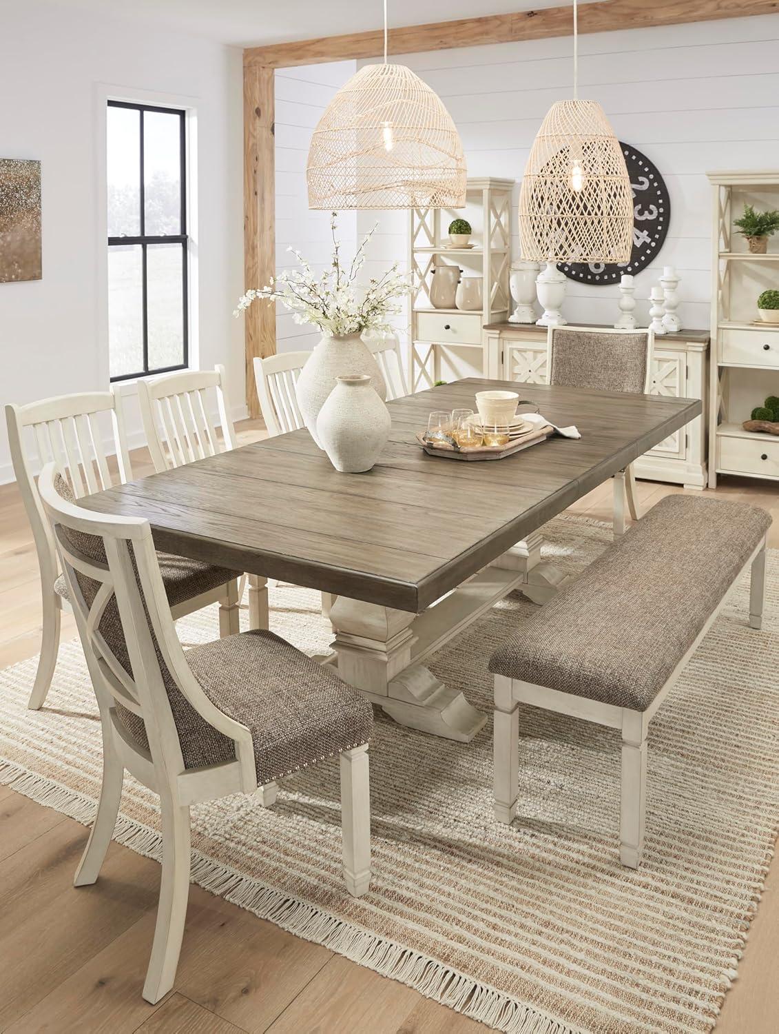 Signature Design by Ashley Bolanburg Modern Farmhouse Upholstered Dining Chair, Set of 2, Brown
