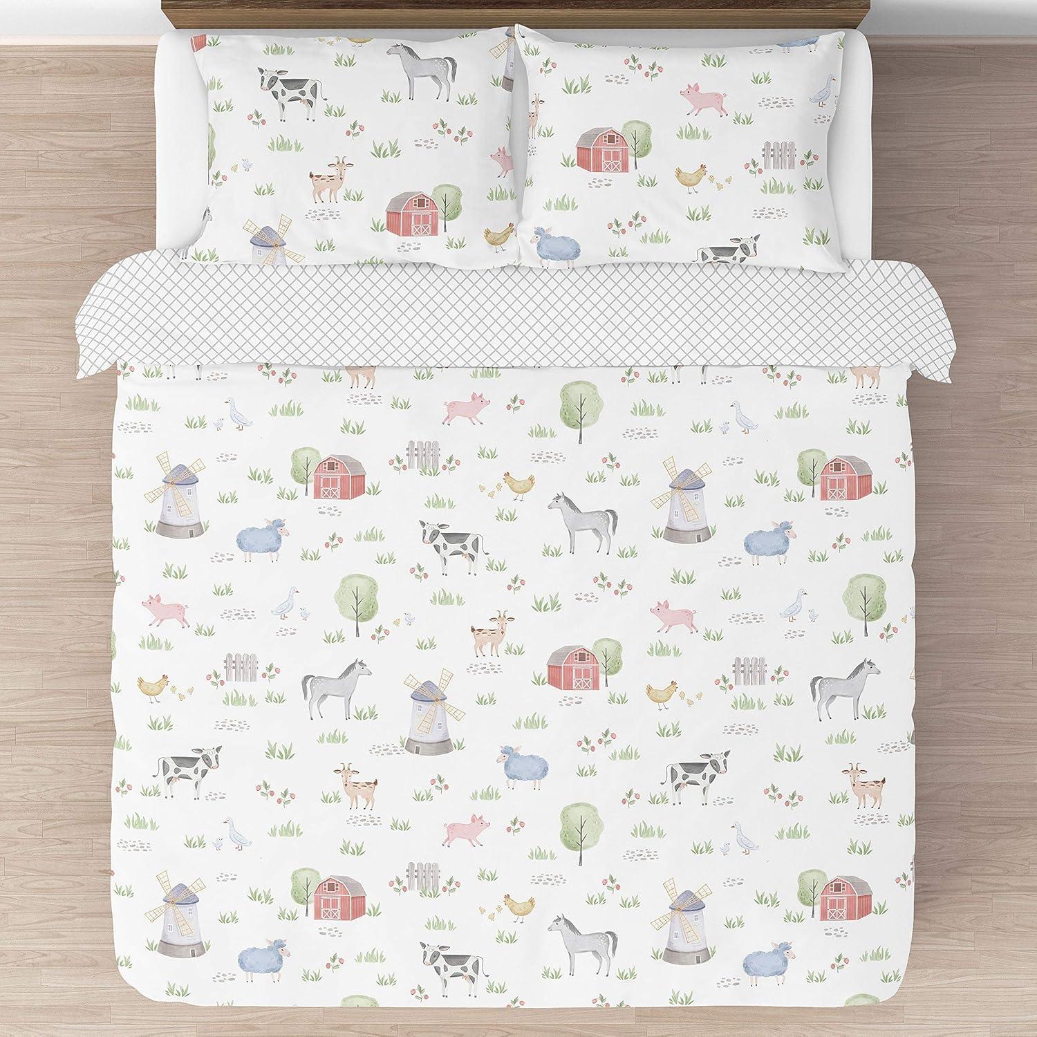 Sweet Jojo Designs Full/Queen Comforter Bedding Set Farm Animals Multicolor 3 pc