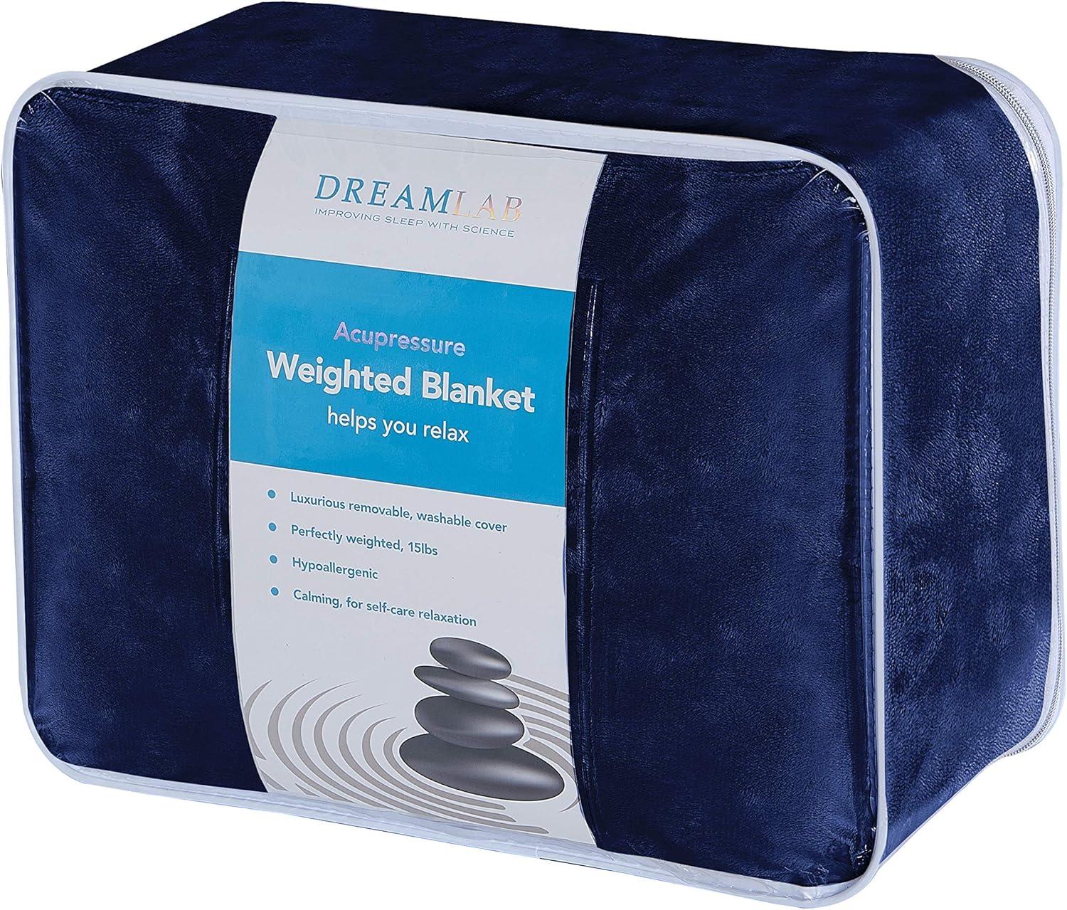 Navy Plush 15lb Weighted Blanket with Removable Cover