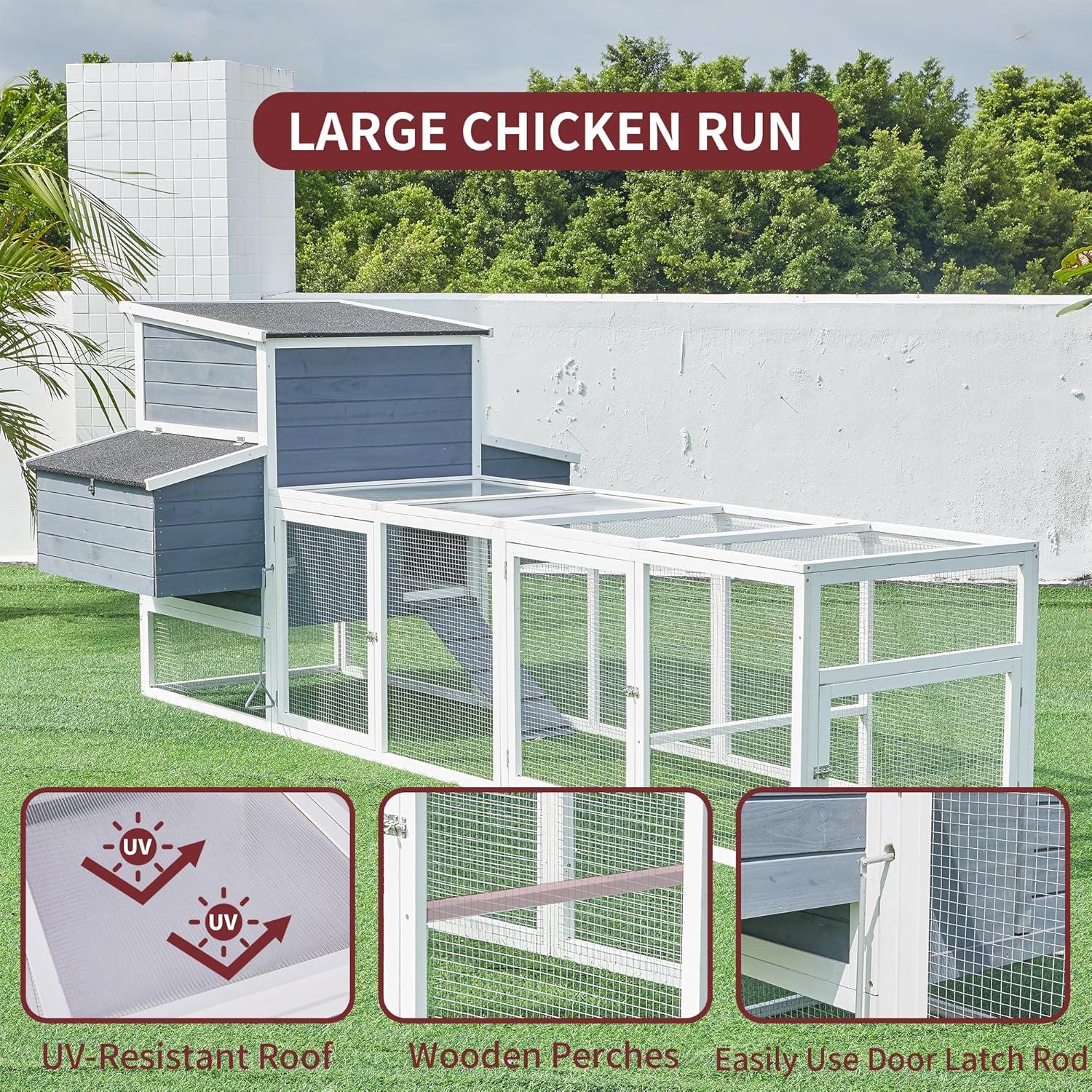 59" Large Chicken Coop for 4-6 Chickens, Wooden Hen House with Large Nesting Boxes, Outdoor Poultry Cage Rabbit Cage with Ramps & Ventilation Window, 59''L*33.5''W*38.6''H