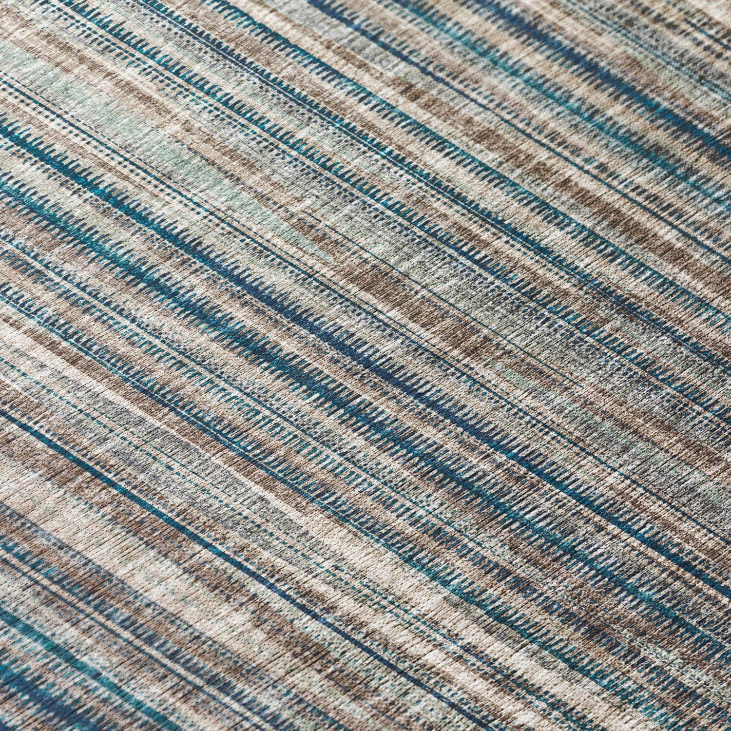 Earth Tone Striped 3' x 5' Machine Washable Rug