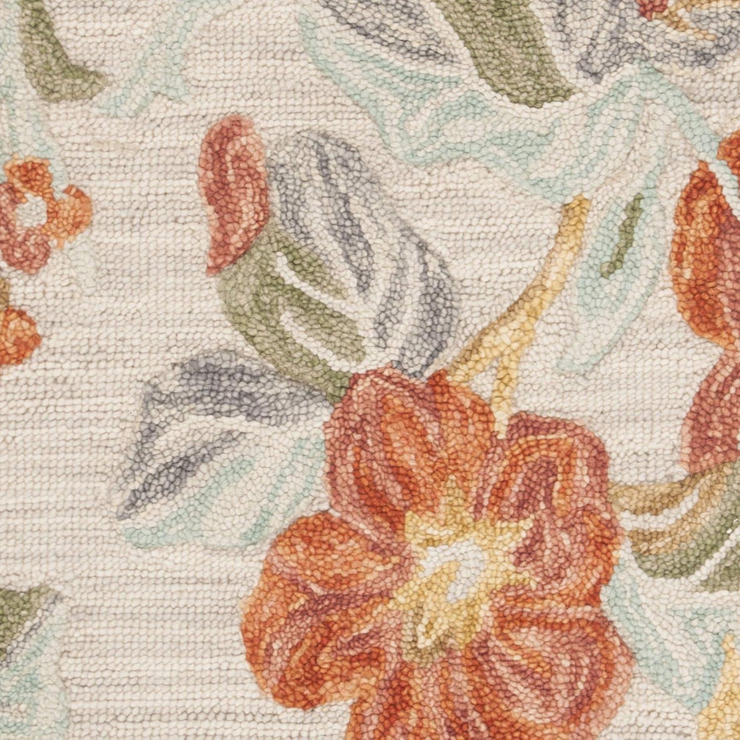 SAFAVIEH Blossom Caiden Floral Wool Area Rug, Grey/Red, 5' x 8'