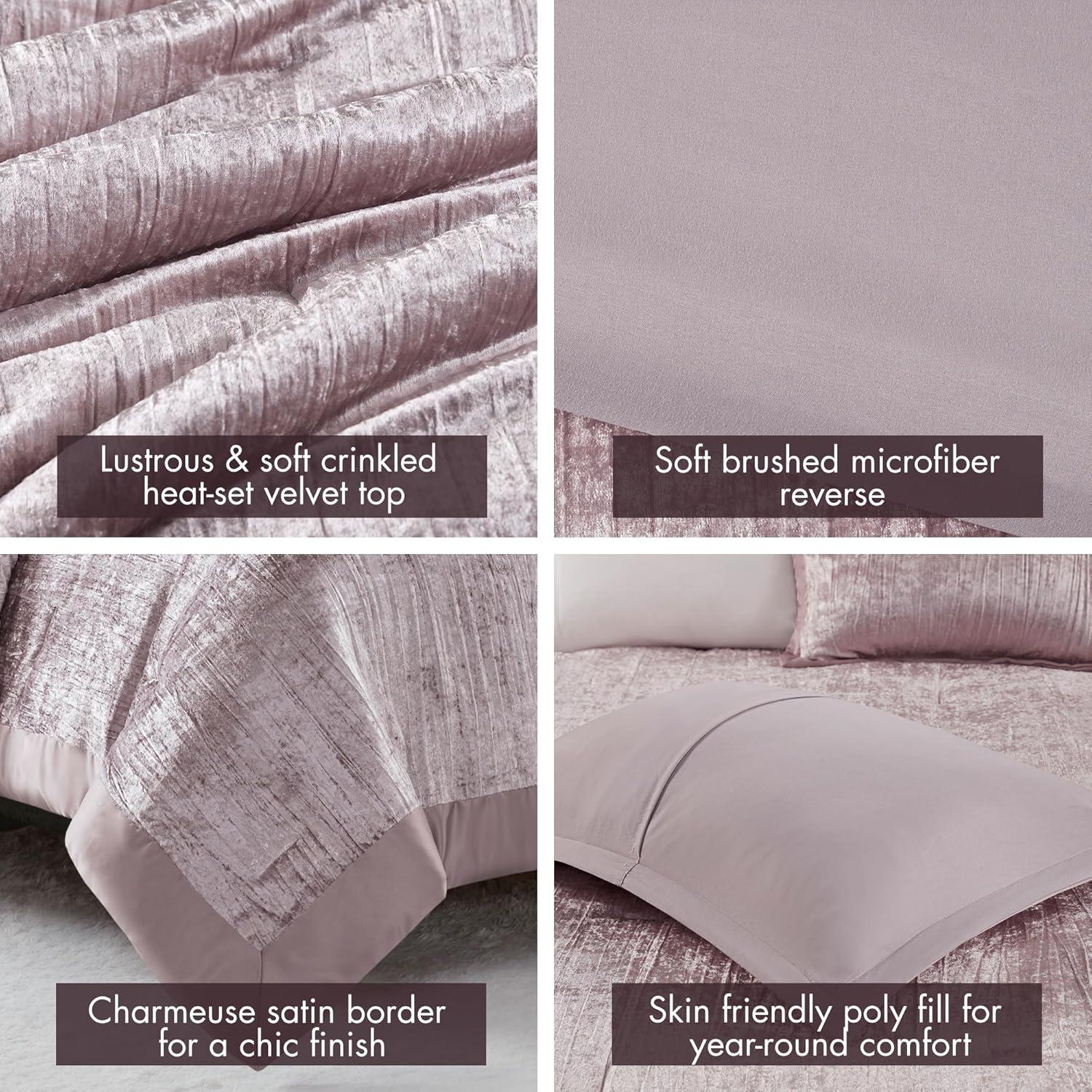 Blush Velvet Full Down Alternative 5-Piece Bedspread Set