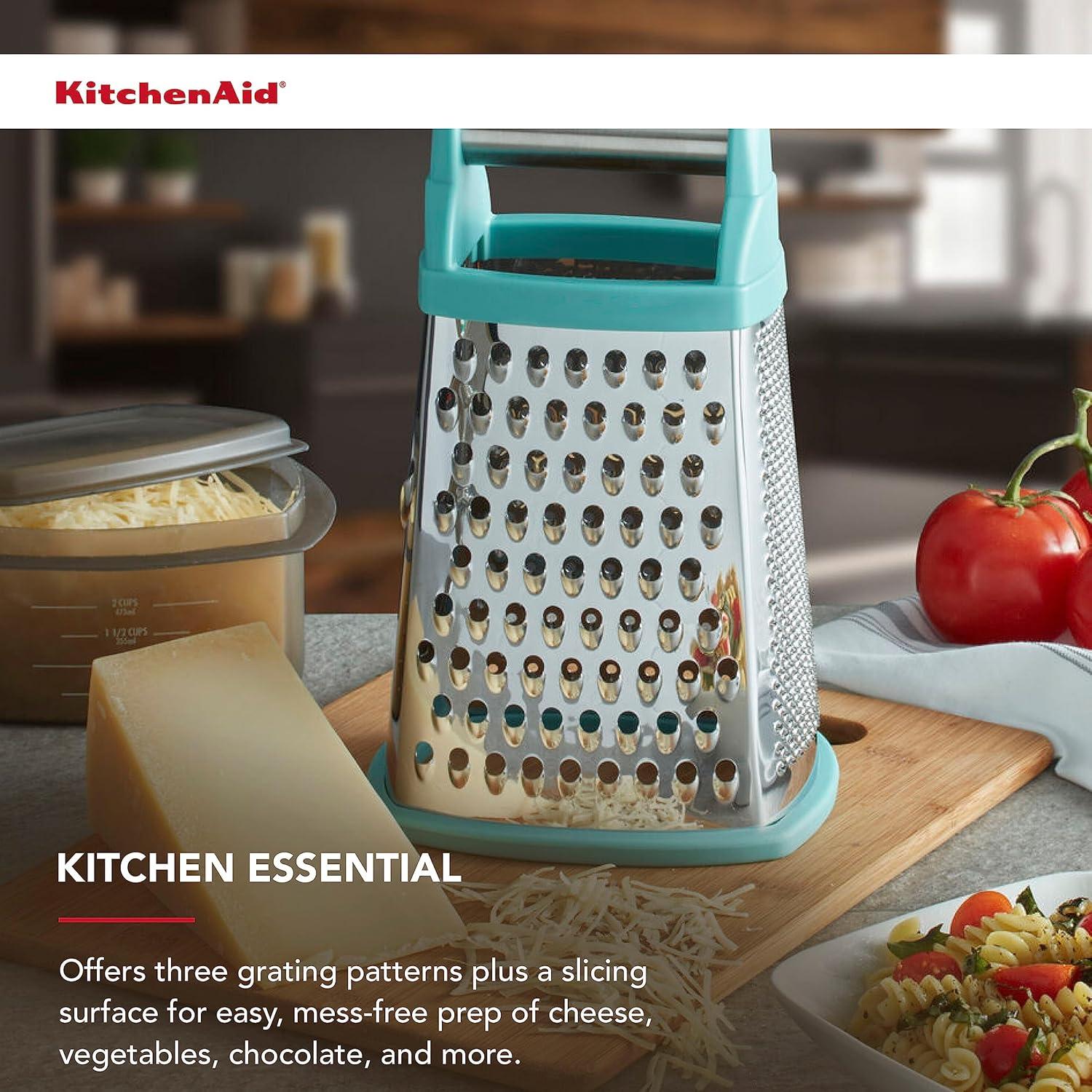 Aqua Stainless Steel Box Grater with Storage Container