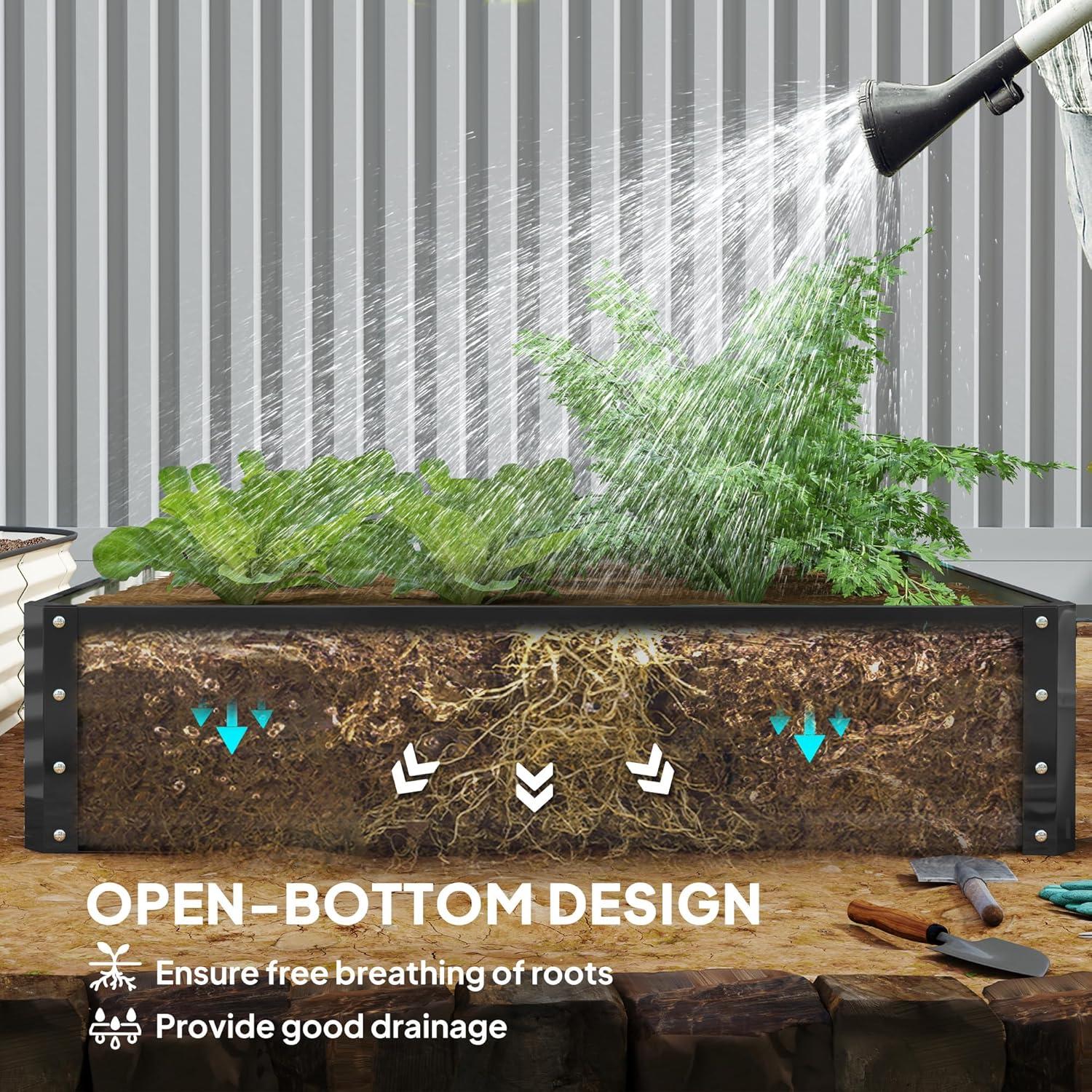 Outsunny 4' x 4' x 1' Galvanized Raised Garden Bed, Planter Raised Bed with Steel Frame for Vegetables, Flowers, Plants and Herbs, Gray