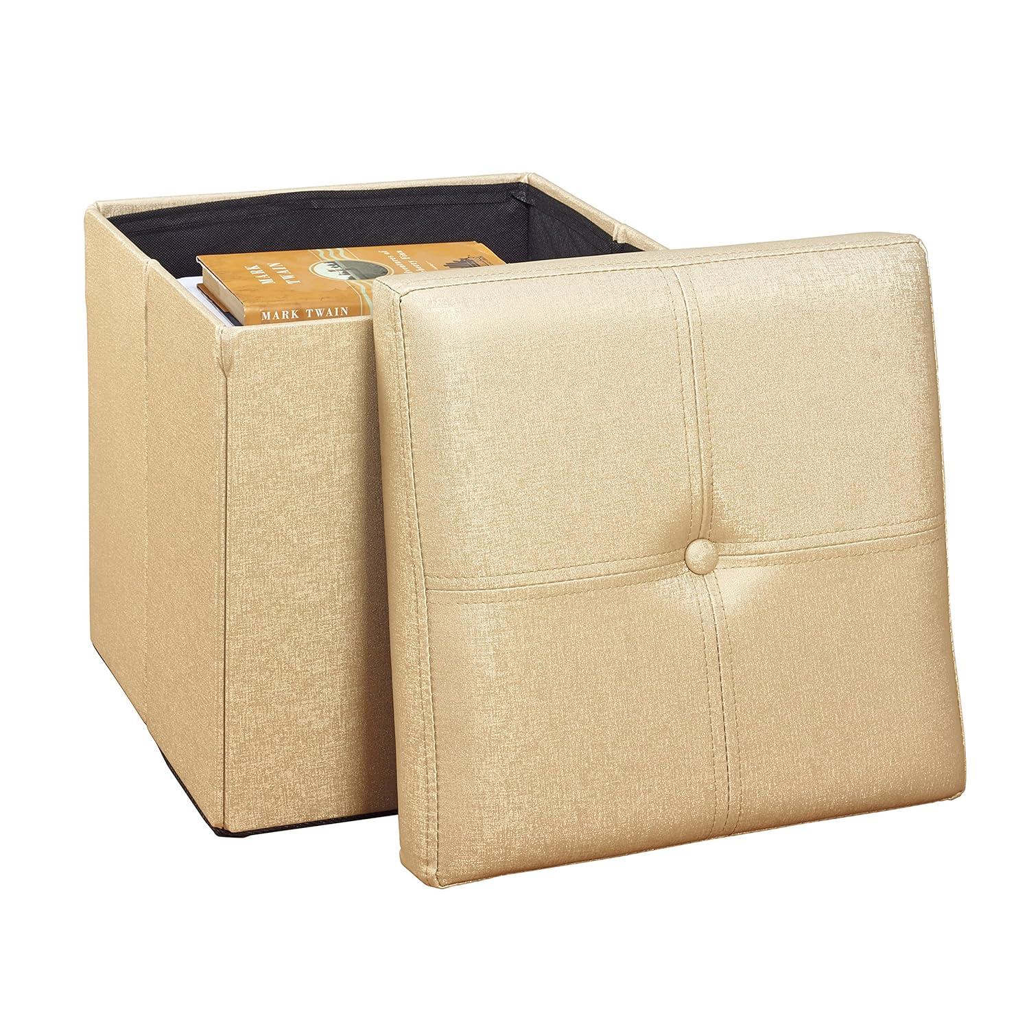Simplify Luxora Faux Leather Ottoman