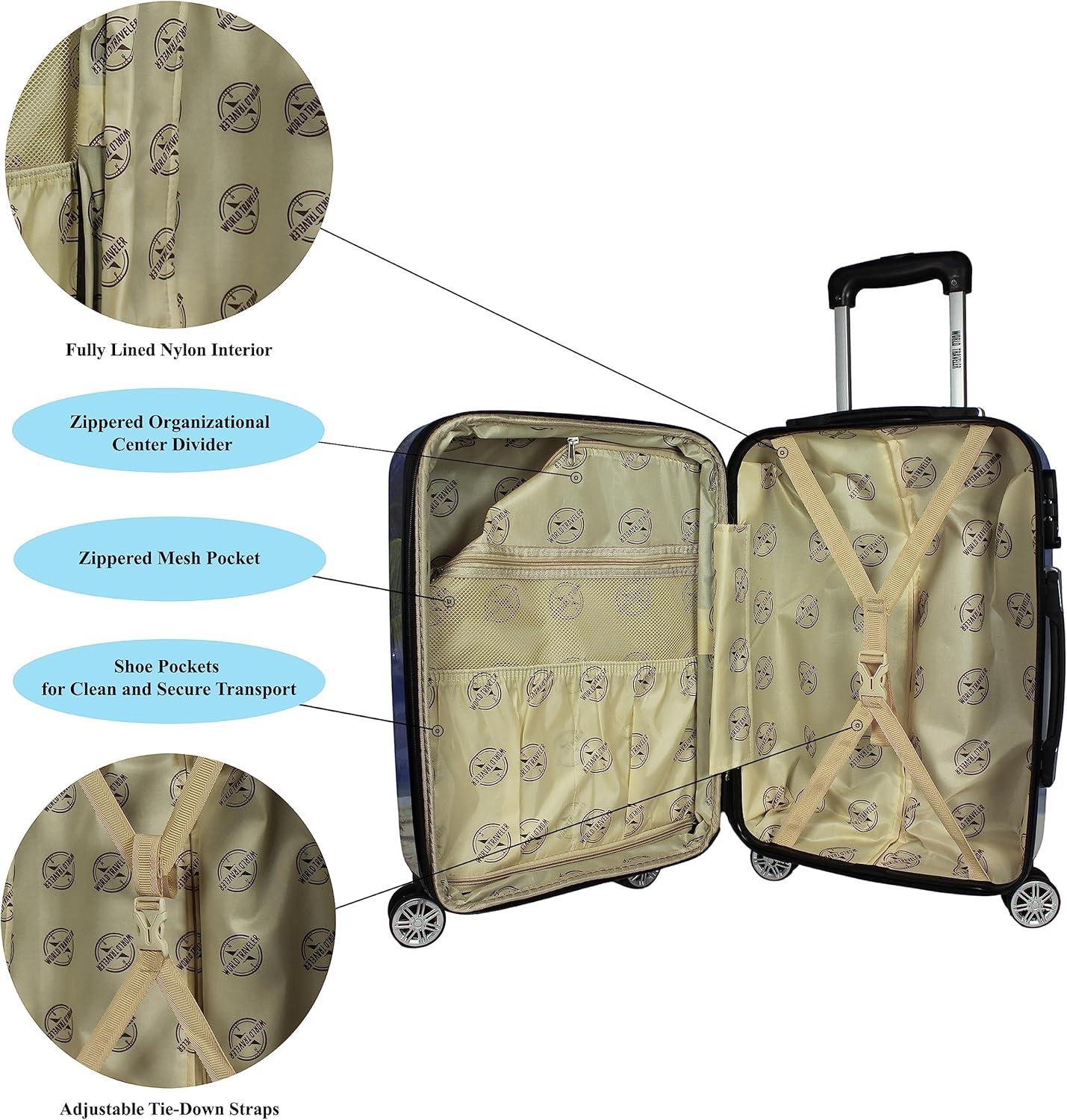 World Traveler Palm Tree 2-Piece Hardside Carry-On Spinner Luggage Set