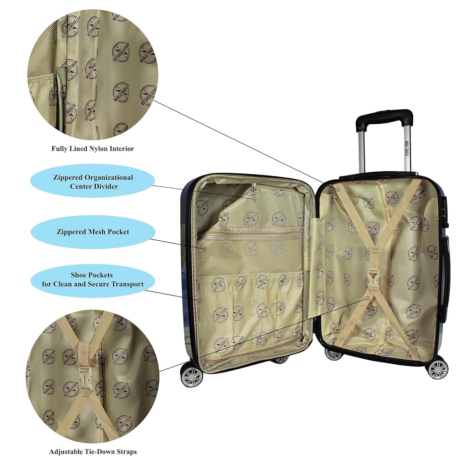 World Traveler Palm Tree 2-Piece Hardside Carry-On Spinner Luggage Set
