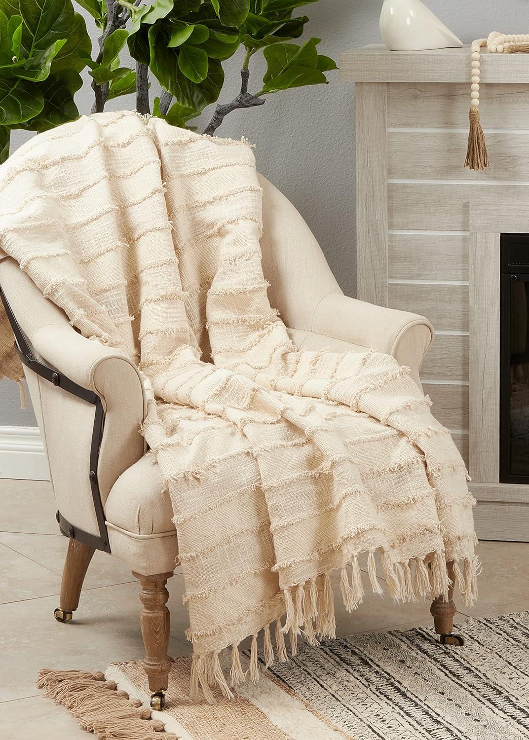 Saro Sevan Collection Hand Woven Throw Blanket
