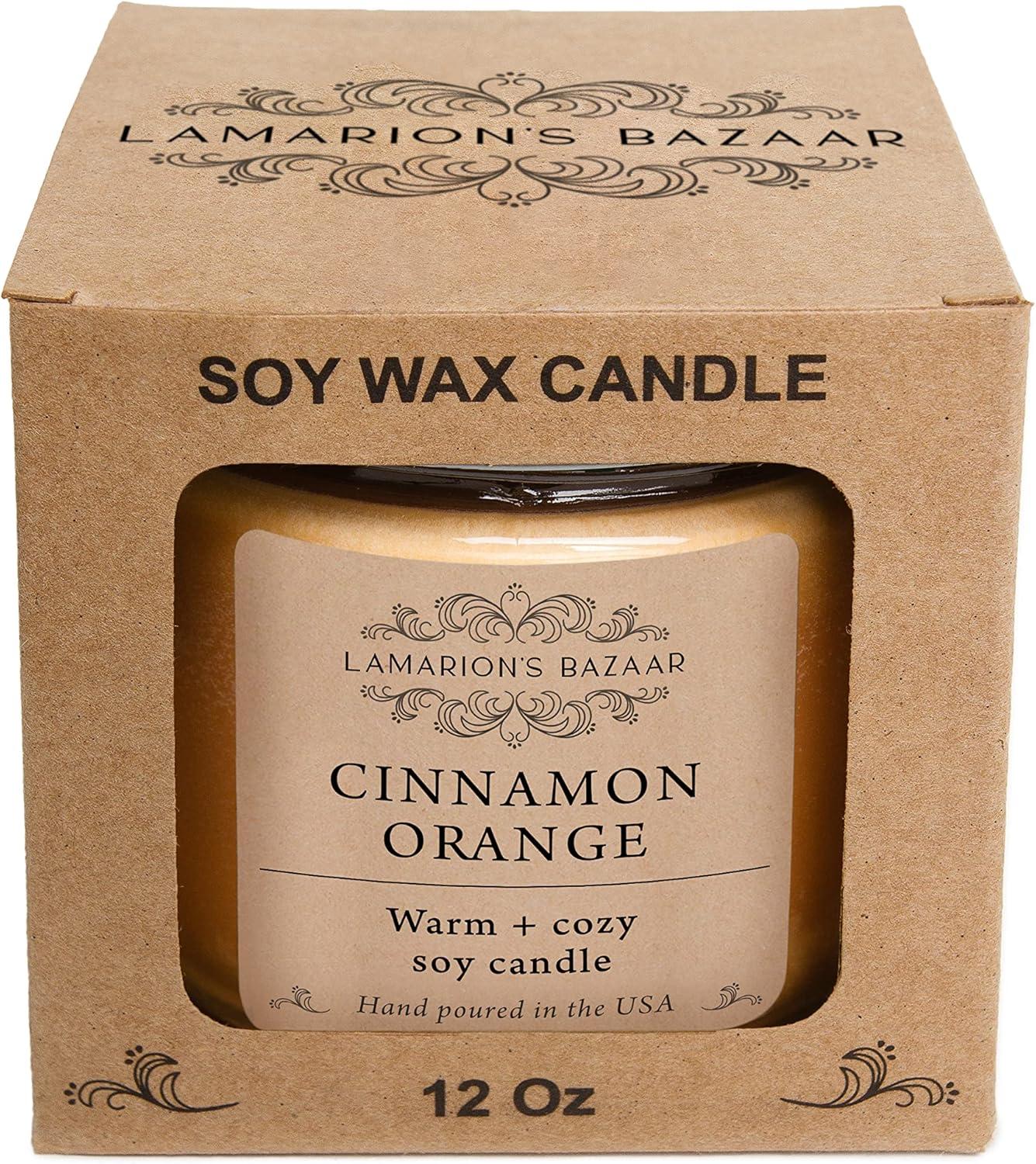 Large Brown Cinnamon Orange Scented Soy Jar Candle