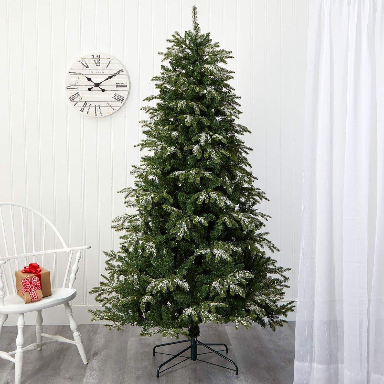 Nearly Natural 7’ Snowed Grand Teton Prelit Artificial Christmas Tree