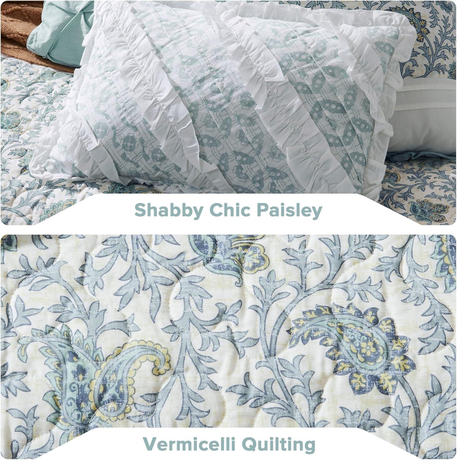 Madison Park Dawn 6 Piece Cotton Percale Quilt Set with Throw Pillows