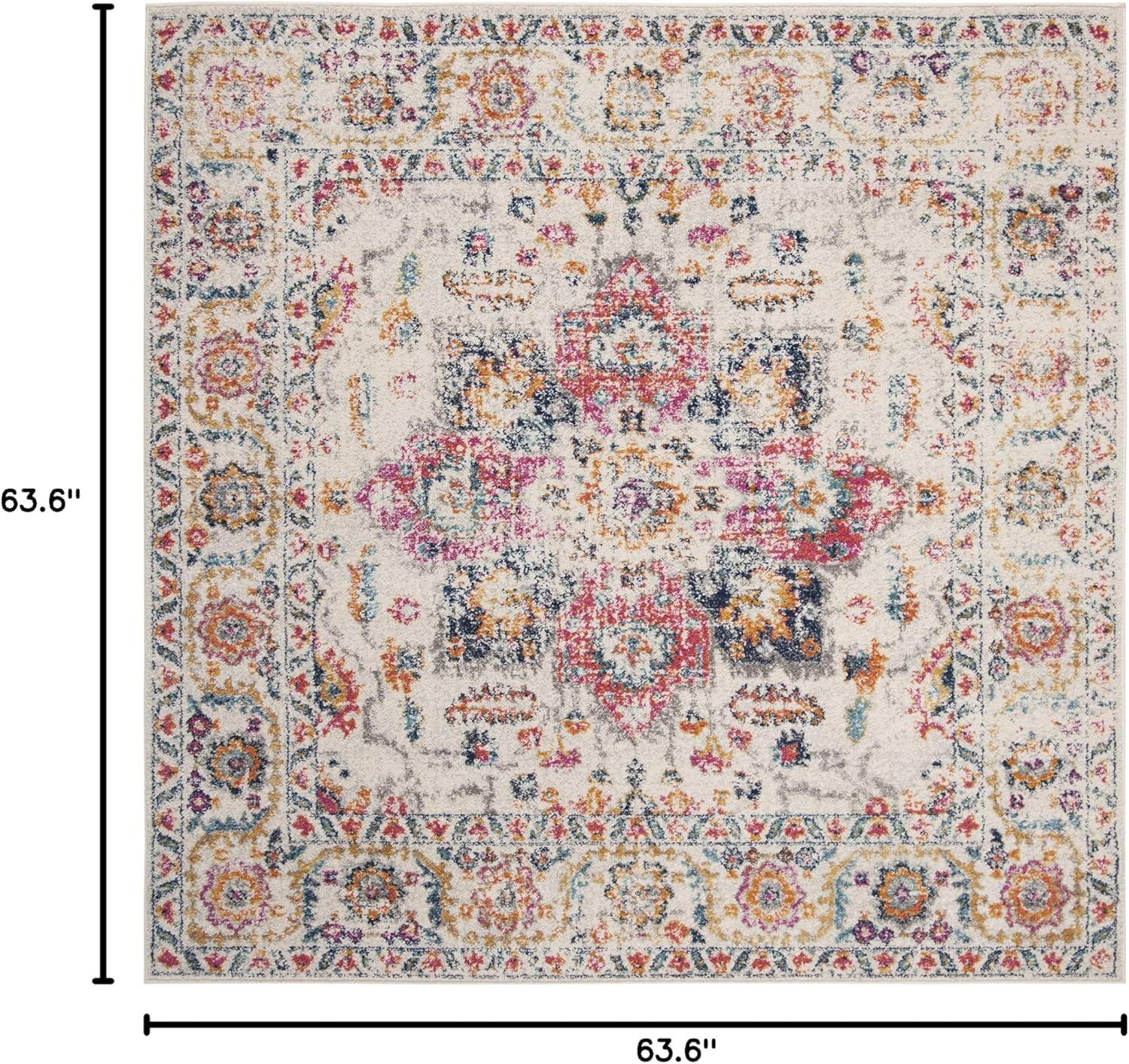 SAFAVIEH Madison Katina Traditional Area Rug, Fuchsia/Ivory, 5' x 5' Square