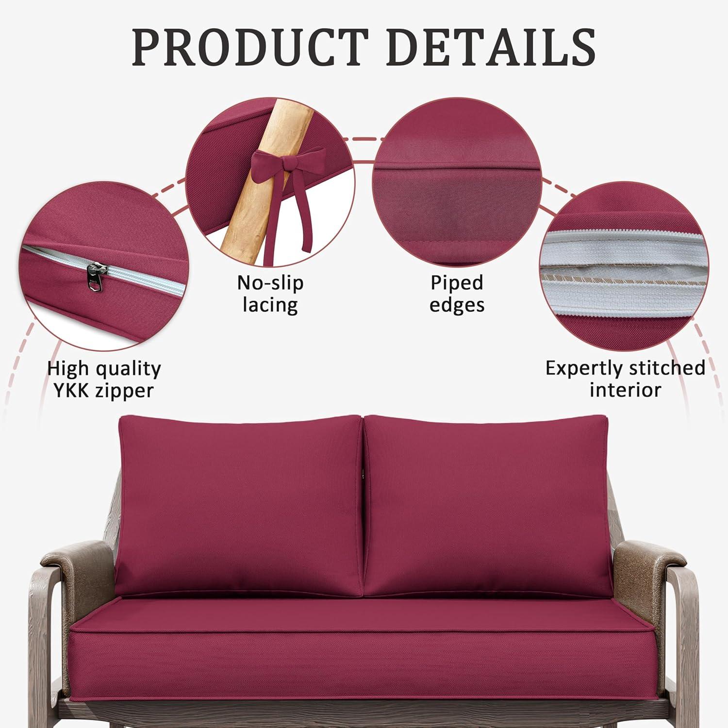 Outdoor Loveseat Cushion Set 46 X 26 Inch Water Repellent & Fadeness Patio Furniture Cushions,Removable Outdoor Couch Cushions with Hidden Zipper & Adjustment Staps for Couch, Bench, and Swing