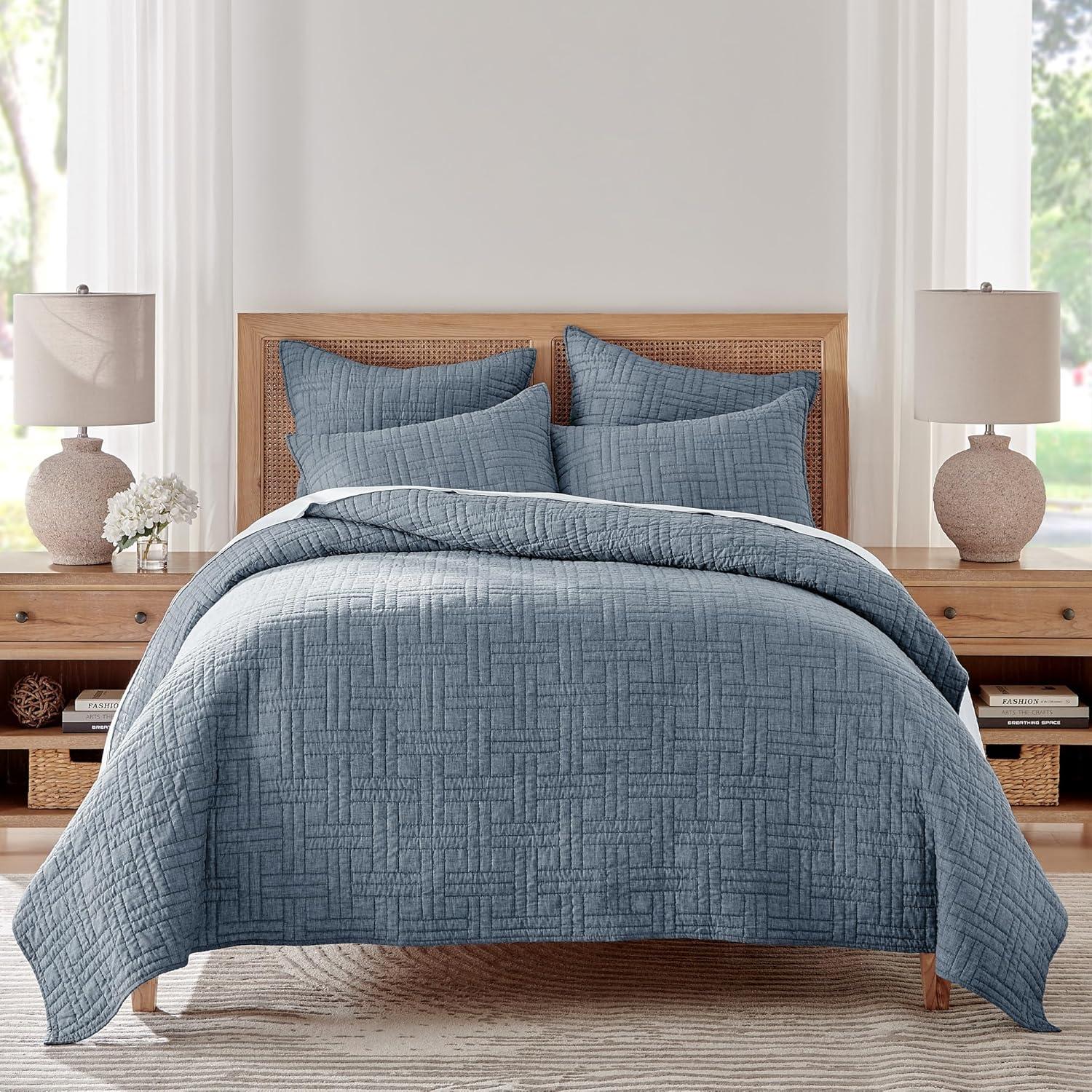 Melange Stitch White Euro Sham Set of 2 - Levtex Home
