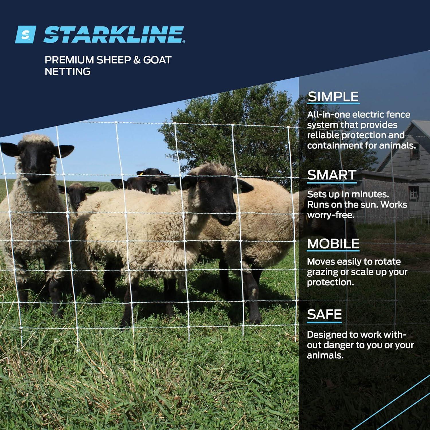 Starkline 35" x 164' Blue Electric Fence Netting with Stainless Steel Conductors