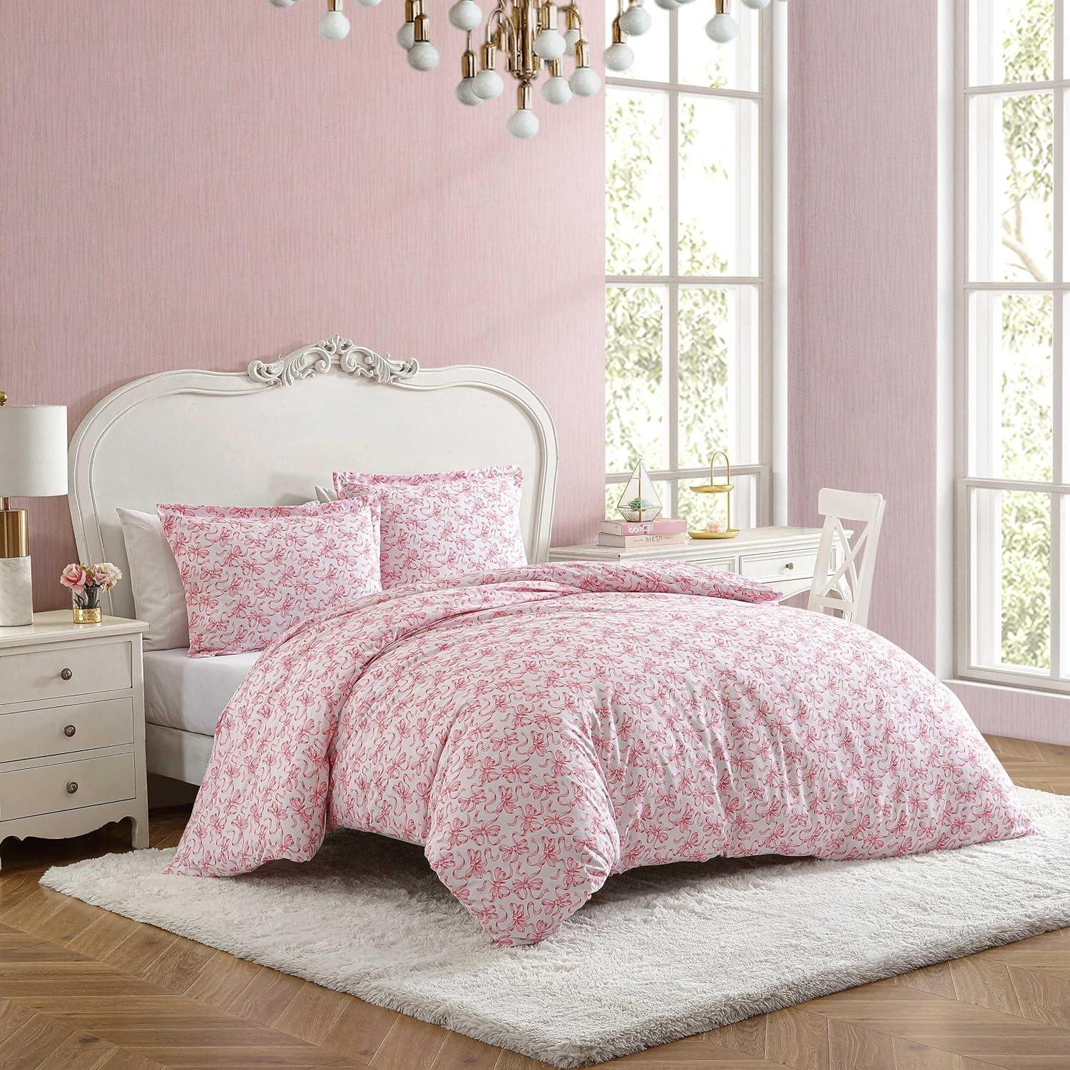 Betsey Johnson Betsey Johnson Ballet Bows Pink Reversible Duvet Cover Set