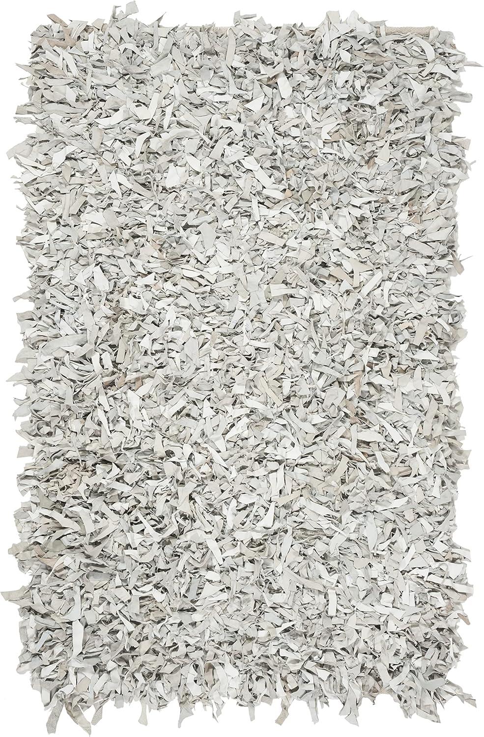 Leather Shag LSG601 Handwoven Accent Rug - Black - 3'x5' - Safavieh