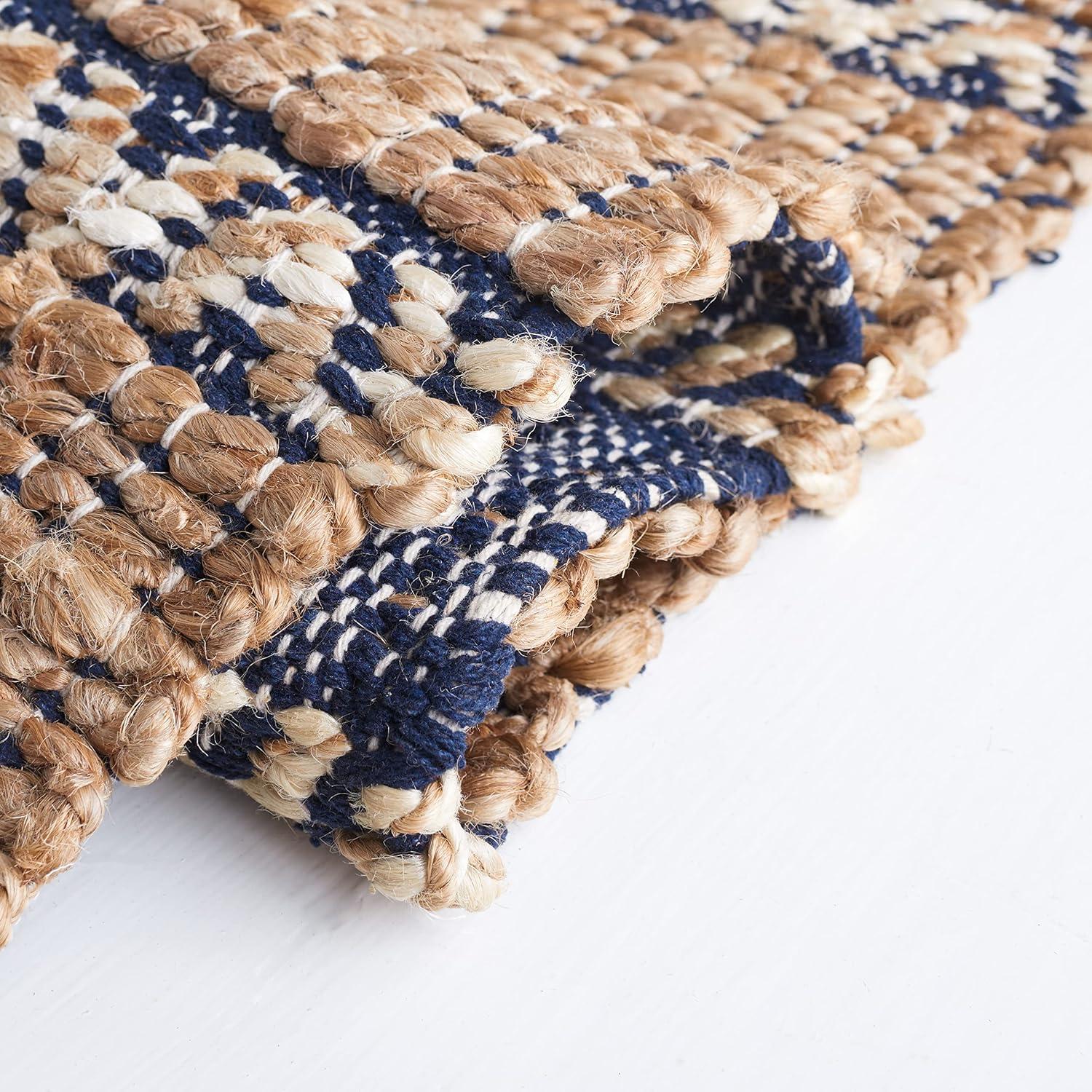 Natural Fiber NFB655 Flat Weave Indoor Area Rug - Navy/Natural - 8'x10' - Safavieh