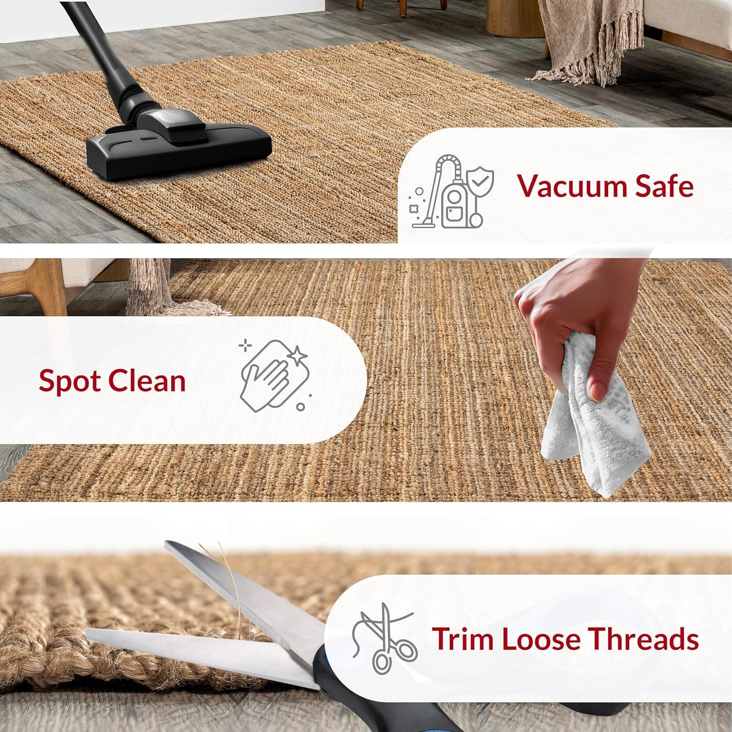Nuloom Ashli Solid 6x9 Jute Indoor Area Rug for Dining Room Rug Neutral Rug Living Room Rug Kitchen, Natural