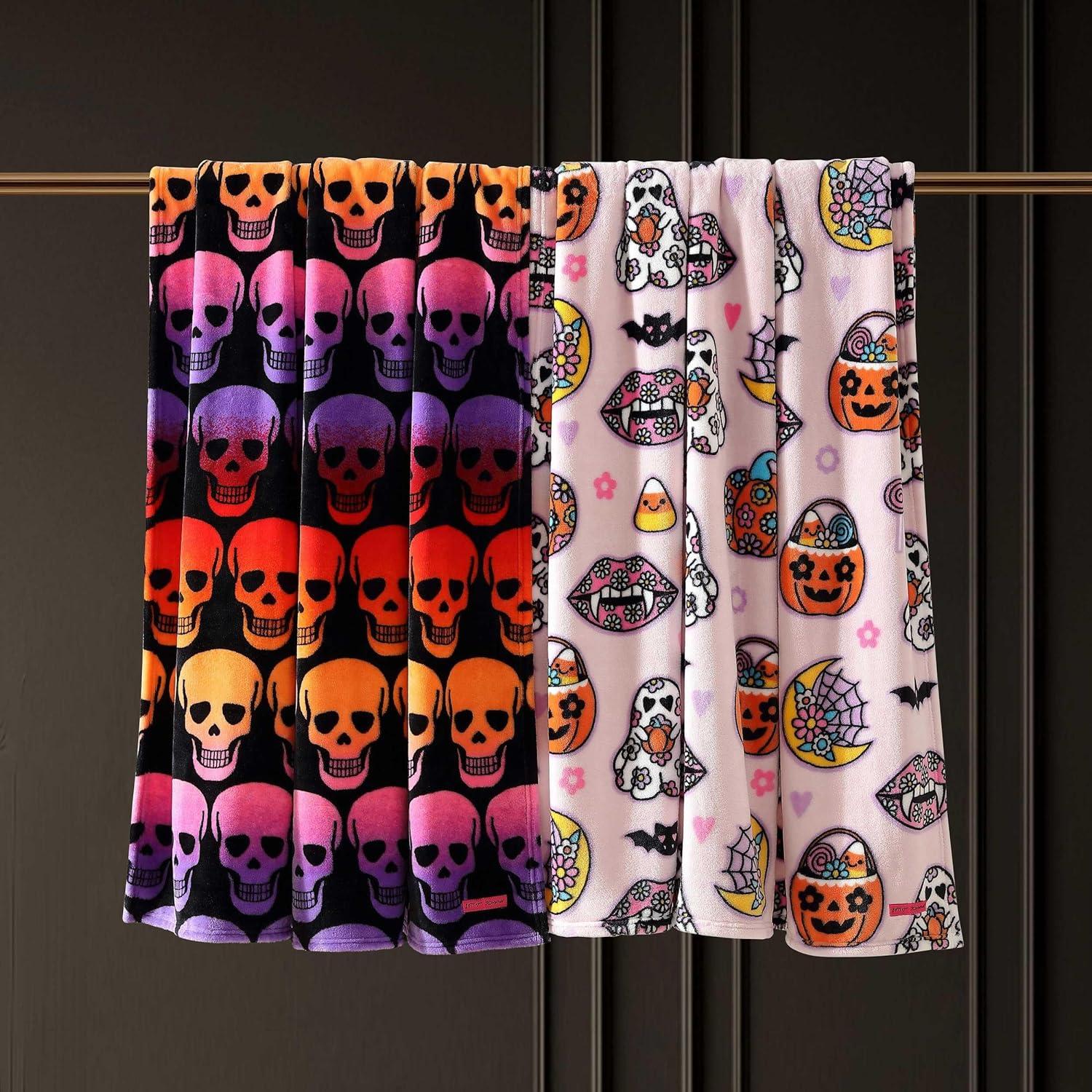 Skull Ombre Black and Multicolor Fleece Throw Blanket