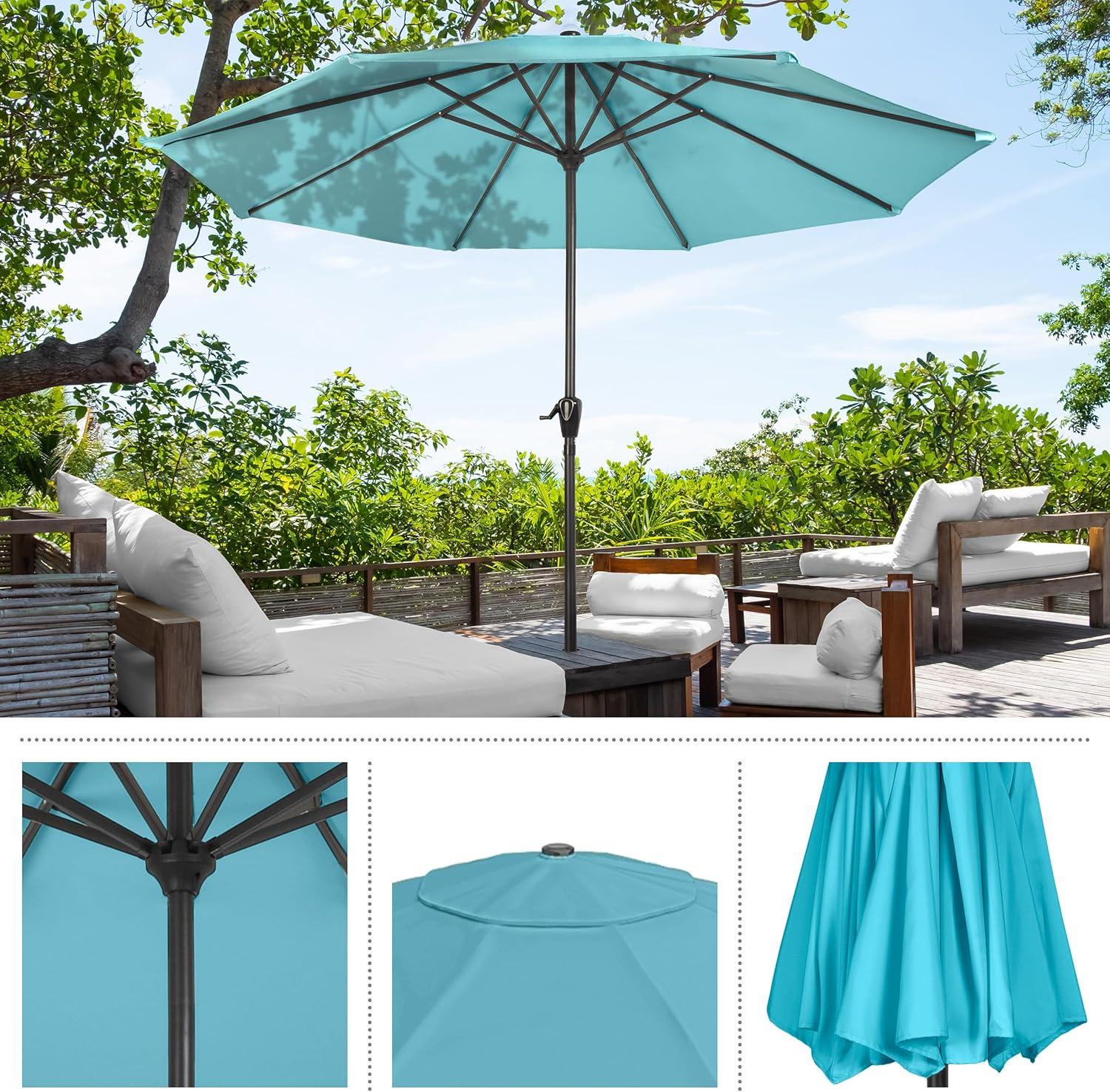 Pure Garden 9FT Outdoor Vented Patio Umbrella with Easy Crank (Blue)