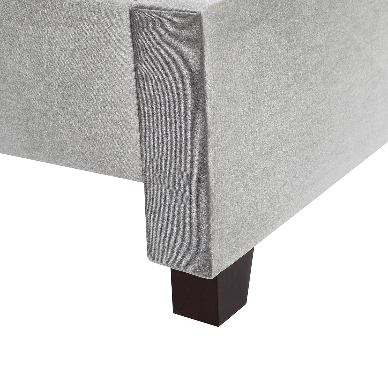 SAFAVIEH Beckham Modern Glam Tufted Headboard with Nail Heads, Queen, Light Grey