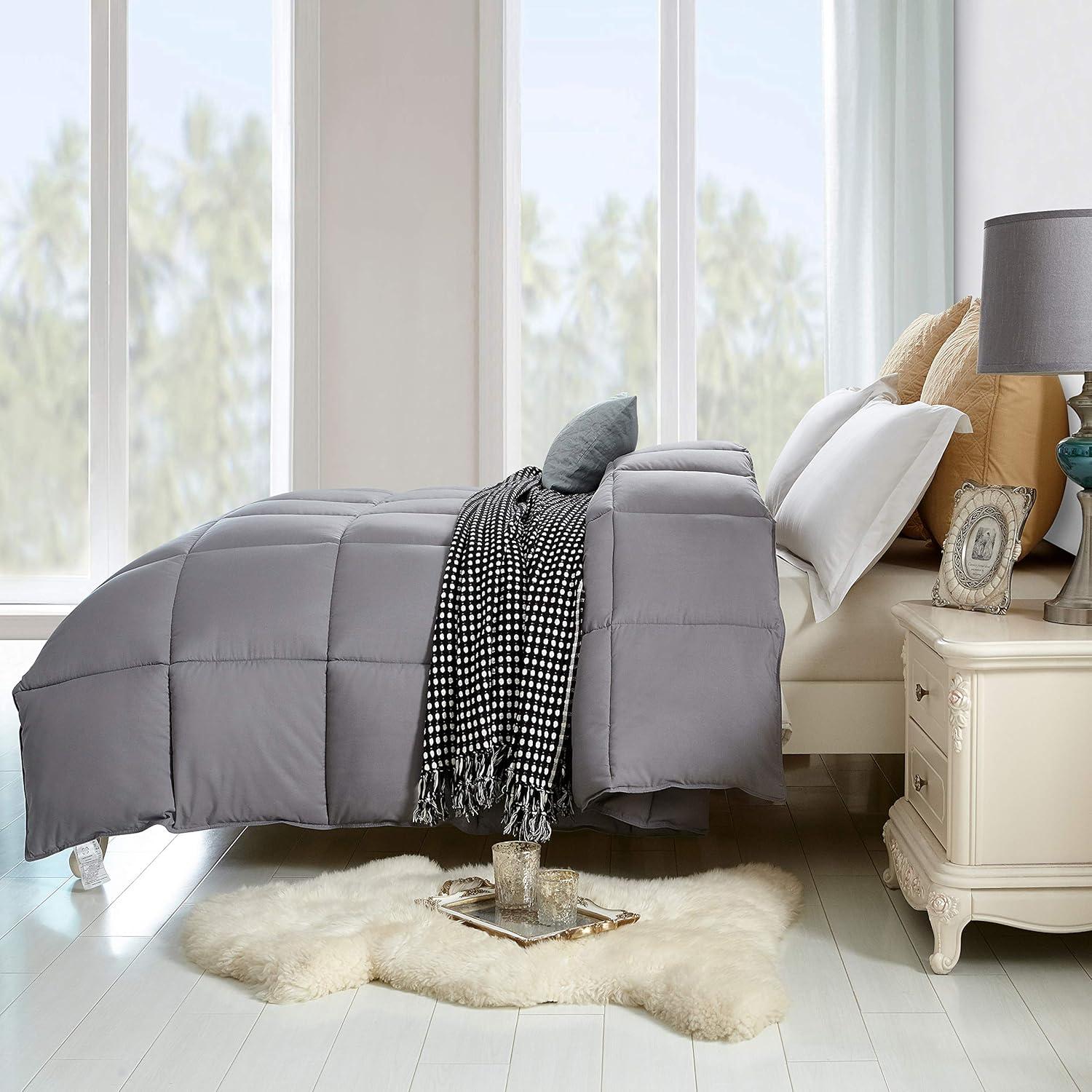 California King Gray Microfiber All-Season Comforter