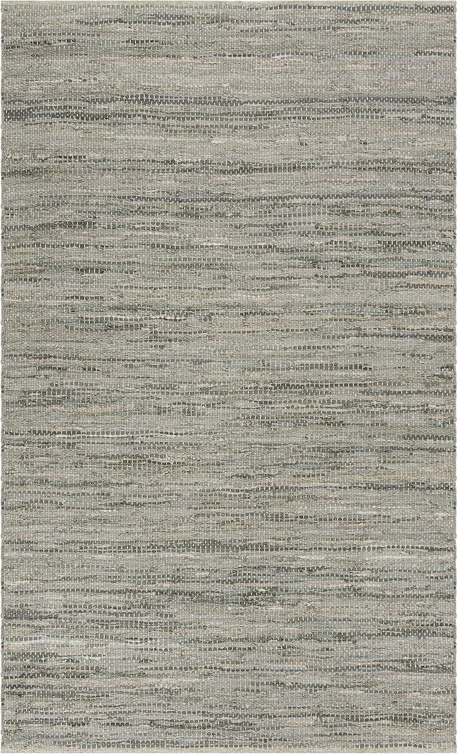 Handwoven Vintage Gray Cowhide Accent Rug - 4' x 6'