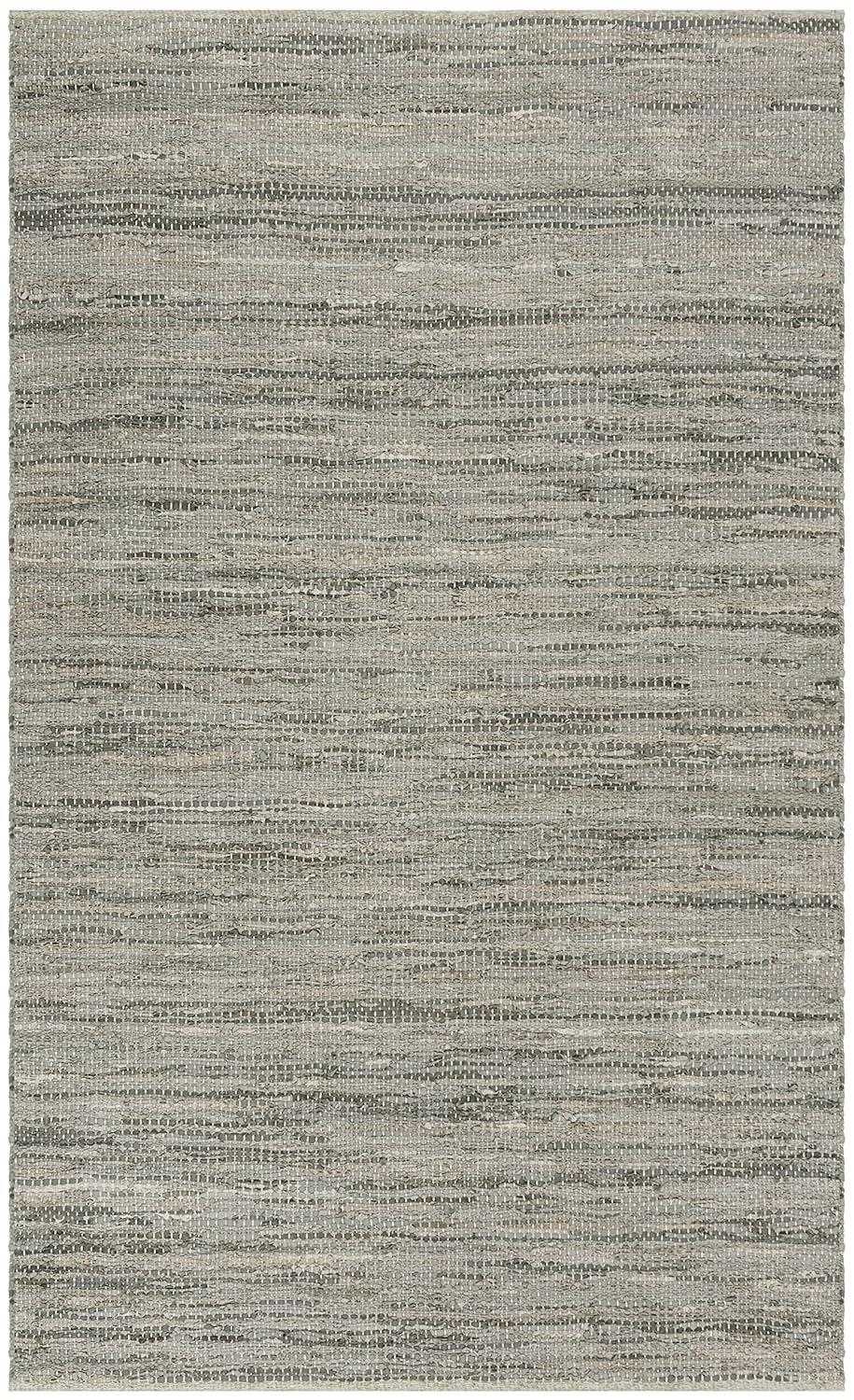 Vintage Leather VTL105 Hand Woven Indoor Area Rug - Grey - 4'x6' - Safavieh.
