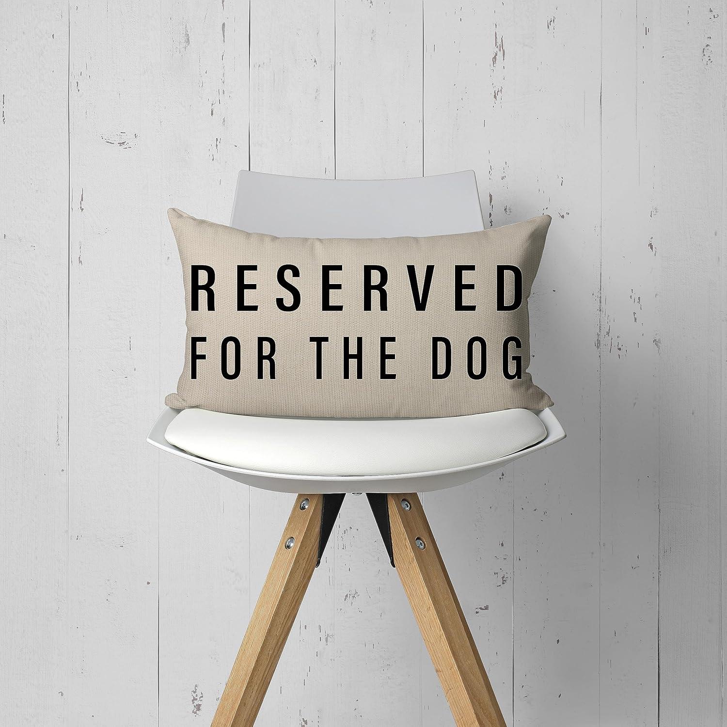 Reserved For The Dog Throw Pillow Case, Dog Lover Gifts, Dog Decor, Funny Dog Pillow Cover, Gifts Dog Mom, Gifts Dog Owner, Gifts Dog Lady, 20 x 12 Inch Cushion Cover for Sofa Couch Bed (purple)