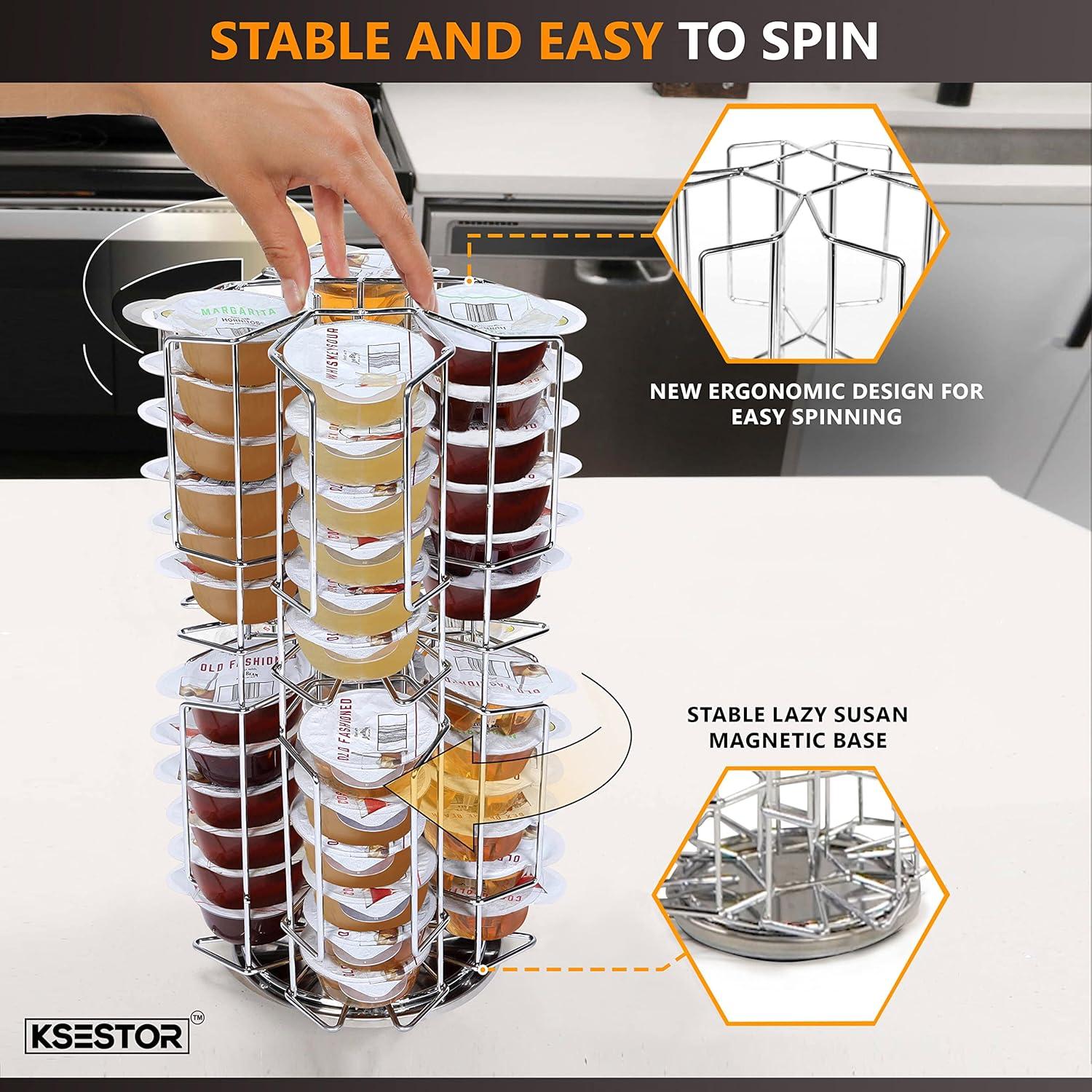 Storage Carousel for Capsules Holds up to 48  Pods - 360-Degree Rotation - Bartesian Pod Holder