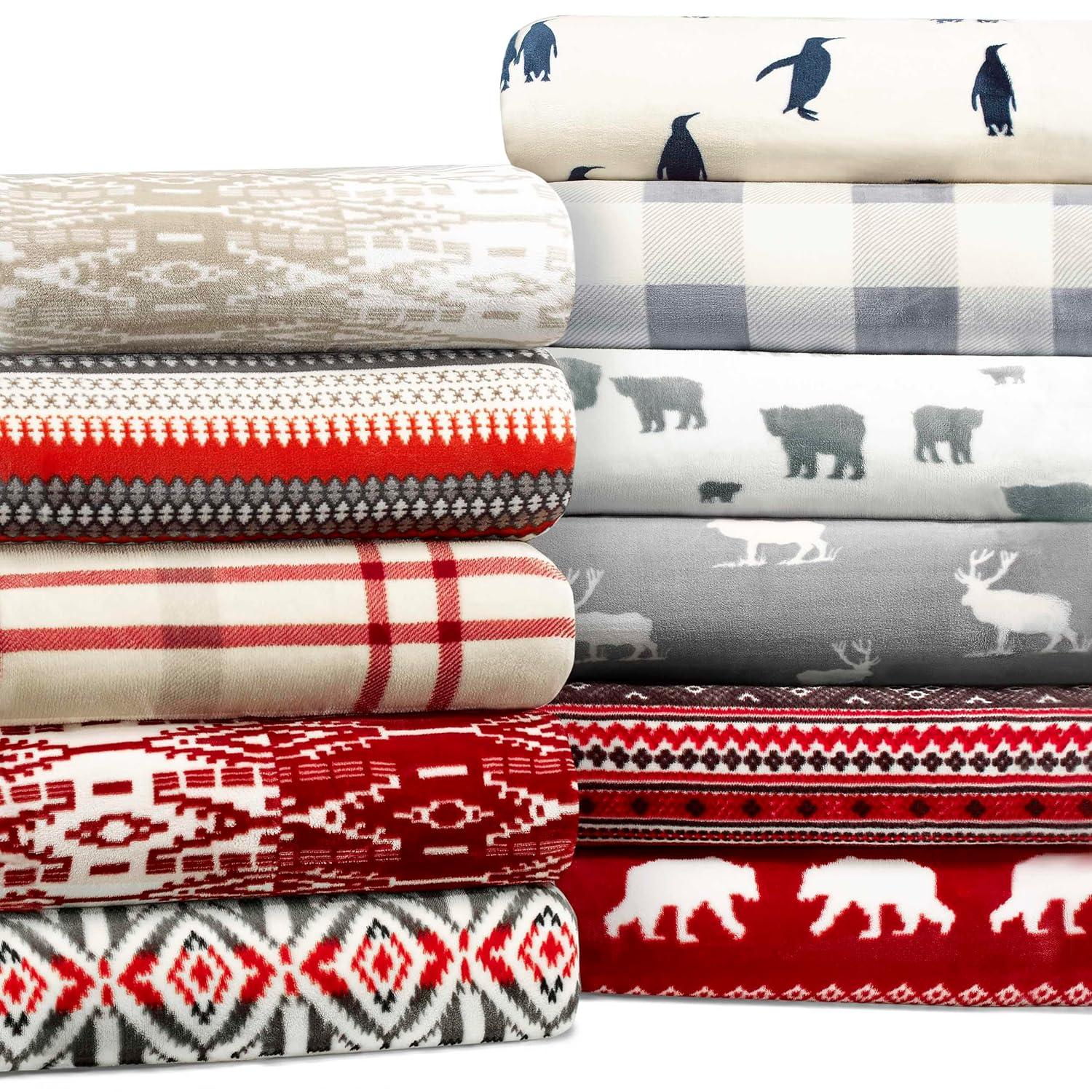 Eddie Bauer Eddie Bauer Printed Plush Fleece/Sherpa Throw Blankets