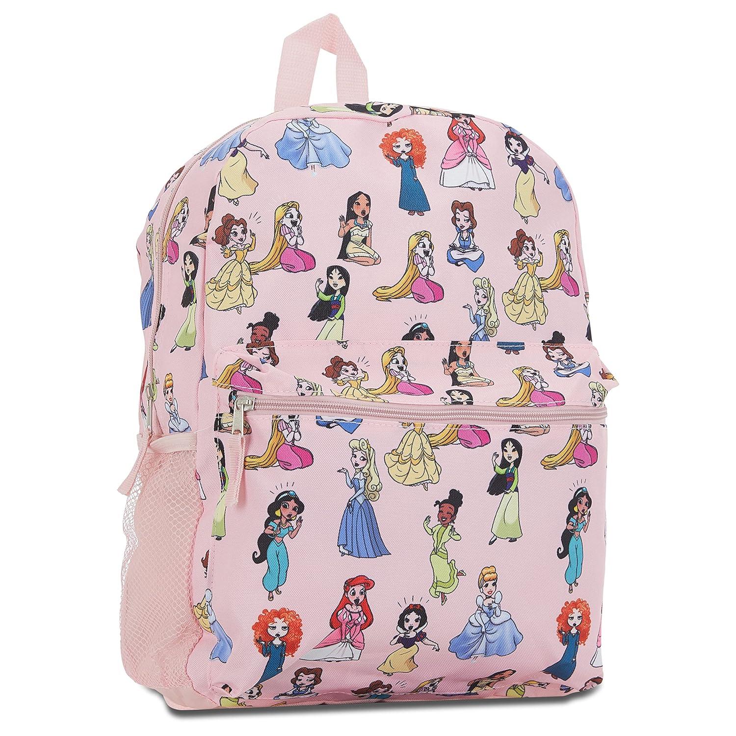 Disney Princess Mochila de 16" con Estampado Integral para Niña Rosa