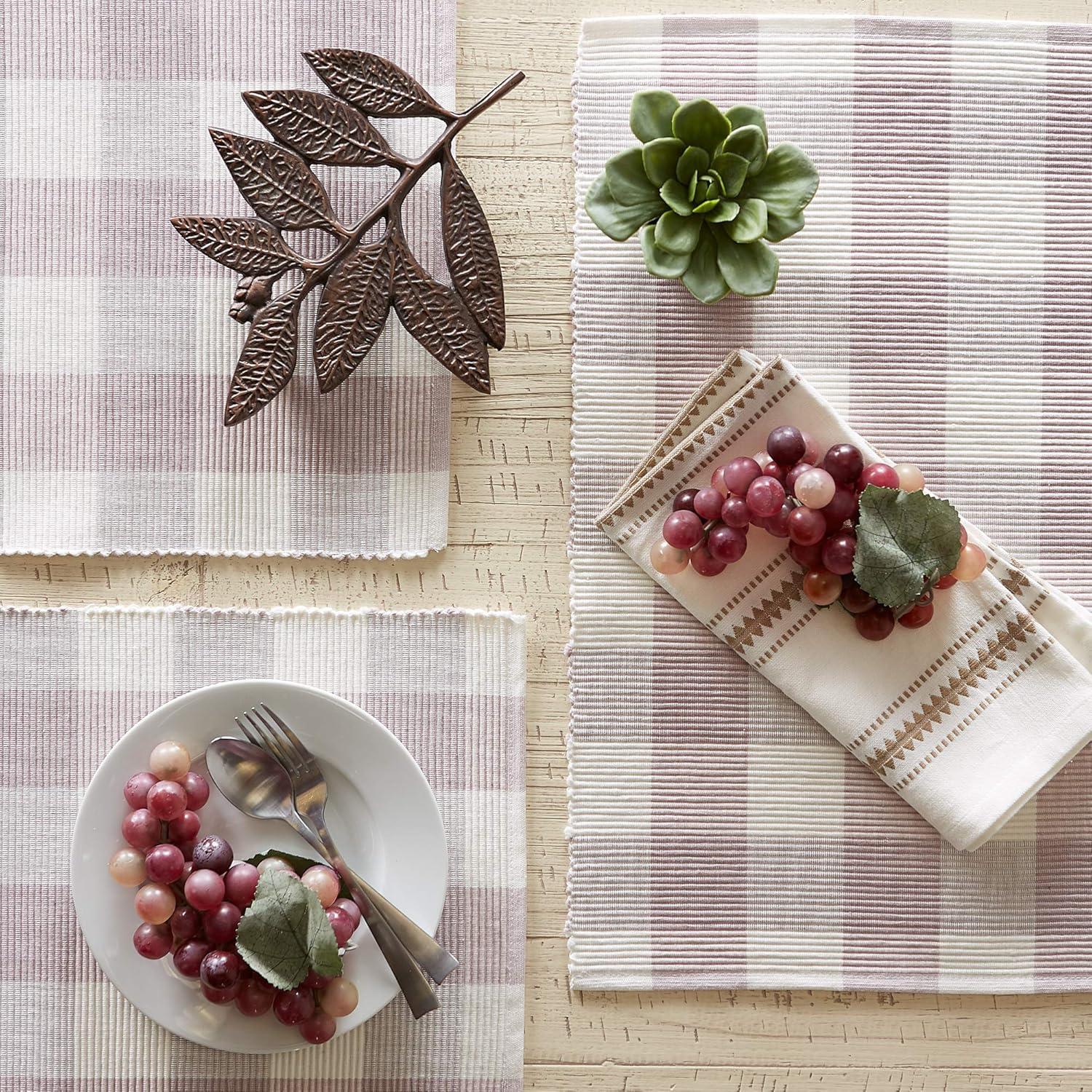 Dusty Lilac Buffalo Check Ribbed Placemat (Set of 6)