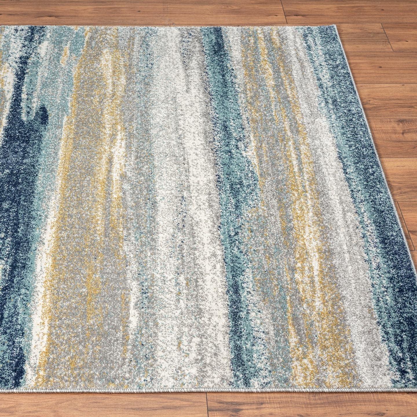 Luxe Weavers Abstract Stripe Yellow 4x5 Area Rug