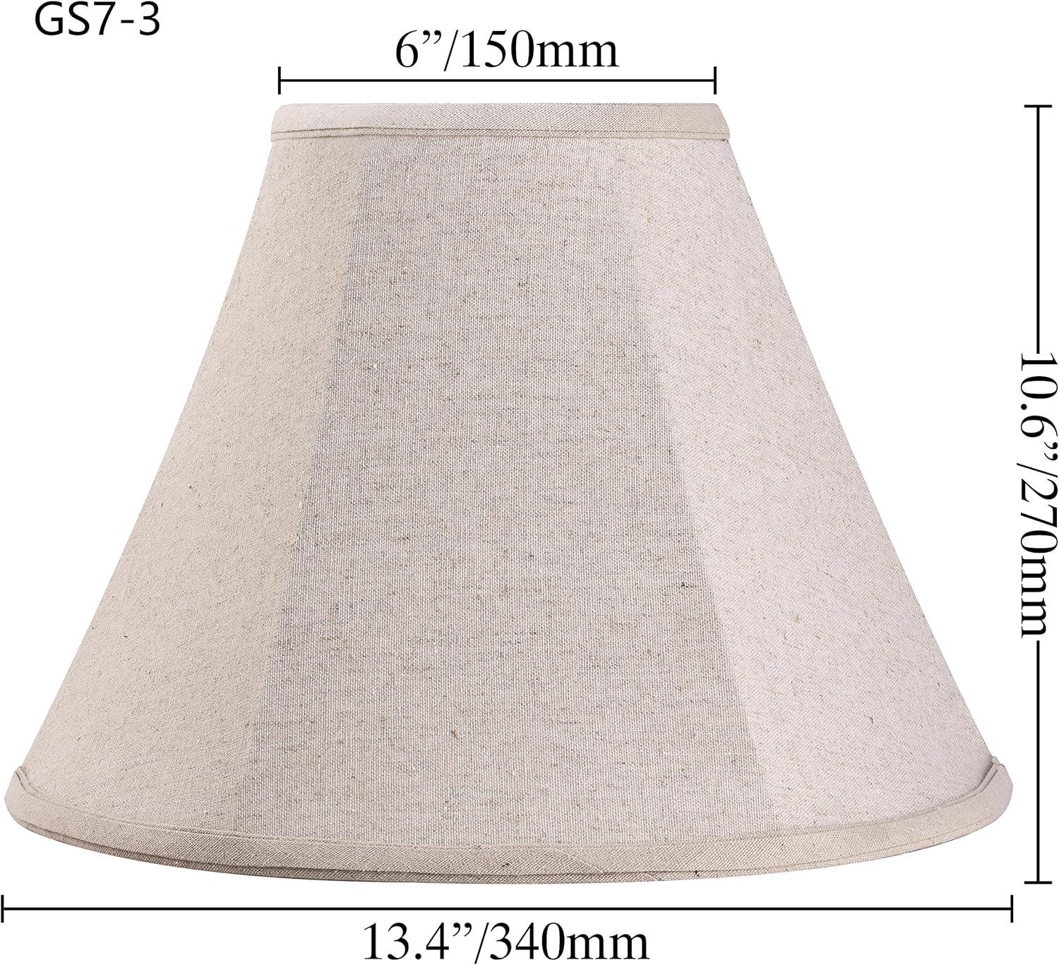 ShengRui Lamp Shades Set of 2 Small- 6" Top x 13" Bottom x 10.6" High - Beige Linen Bell Lampshades Spider Fitter Replacement Lamp Shade for Table Lamps Floor Lamps -Assembly Required