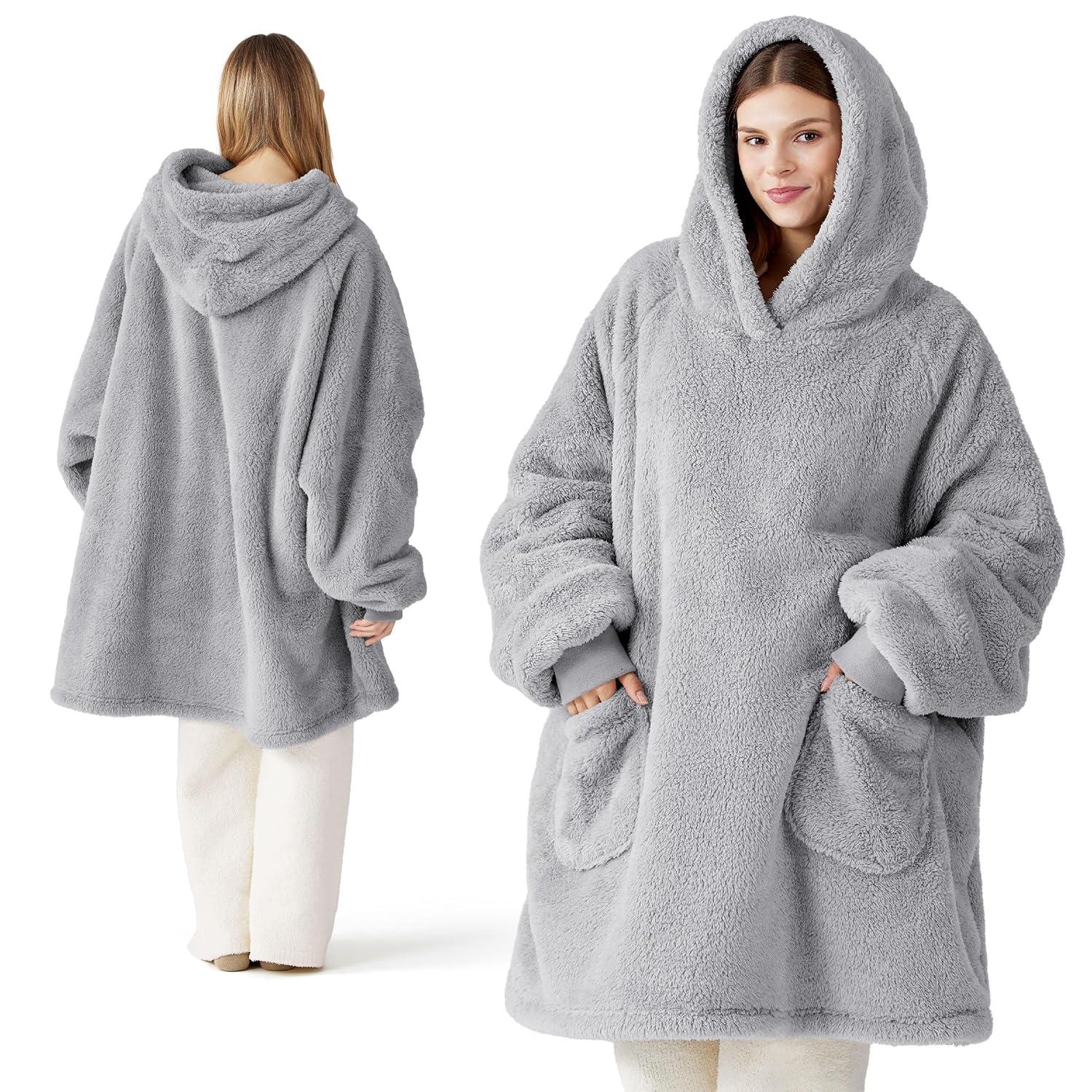 Bedsure Bedsure Wearable Blanket Hoodie Gifts For Women - Cozy Sherpa Hoodie Blanket For Adult Men, Warm Hooded Blanket Sweatshirt