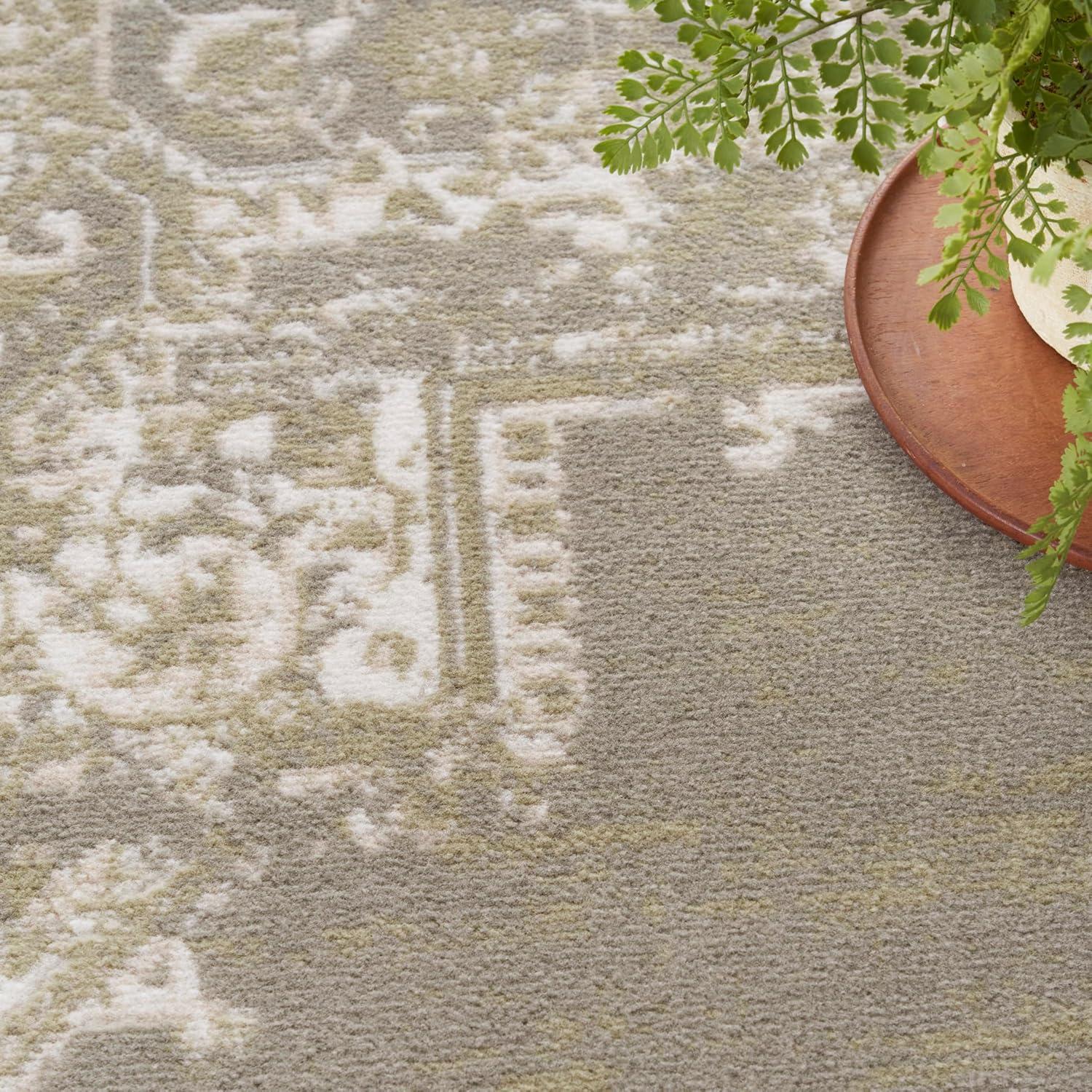 Nourison Grafix Center Medallion Area Rug Olive 7'10" x 9'10"