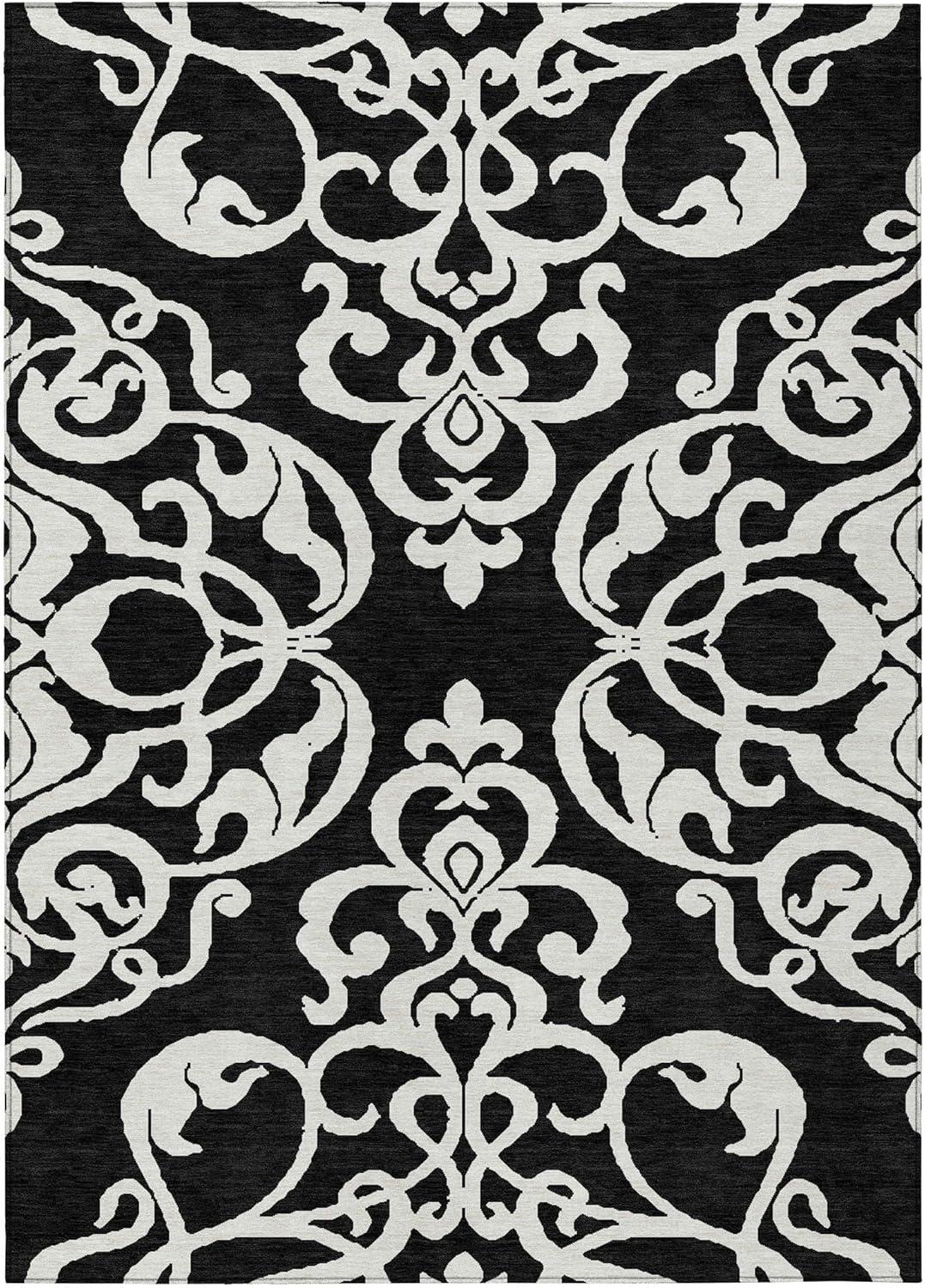 Addison Rugs Chantille ACN973 Black 2'6" x 3'10" Indoor Outdoor Area Rug, Easy Clean, Machine Washable, Non Shedding, Bedroom, Entry, Living Room, Dining Room, Kitchen, Patio Rug