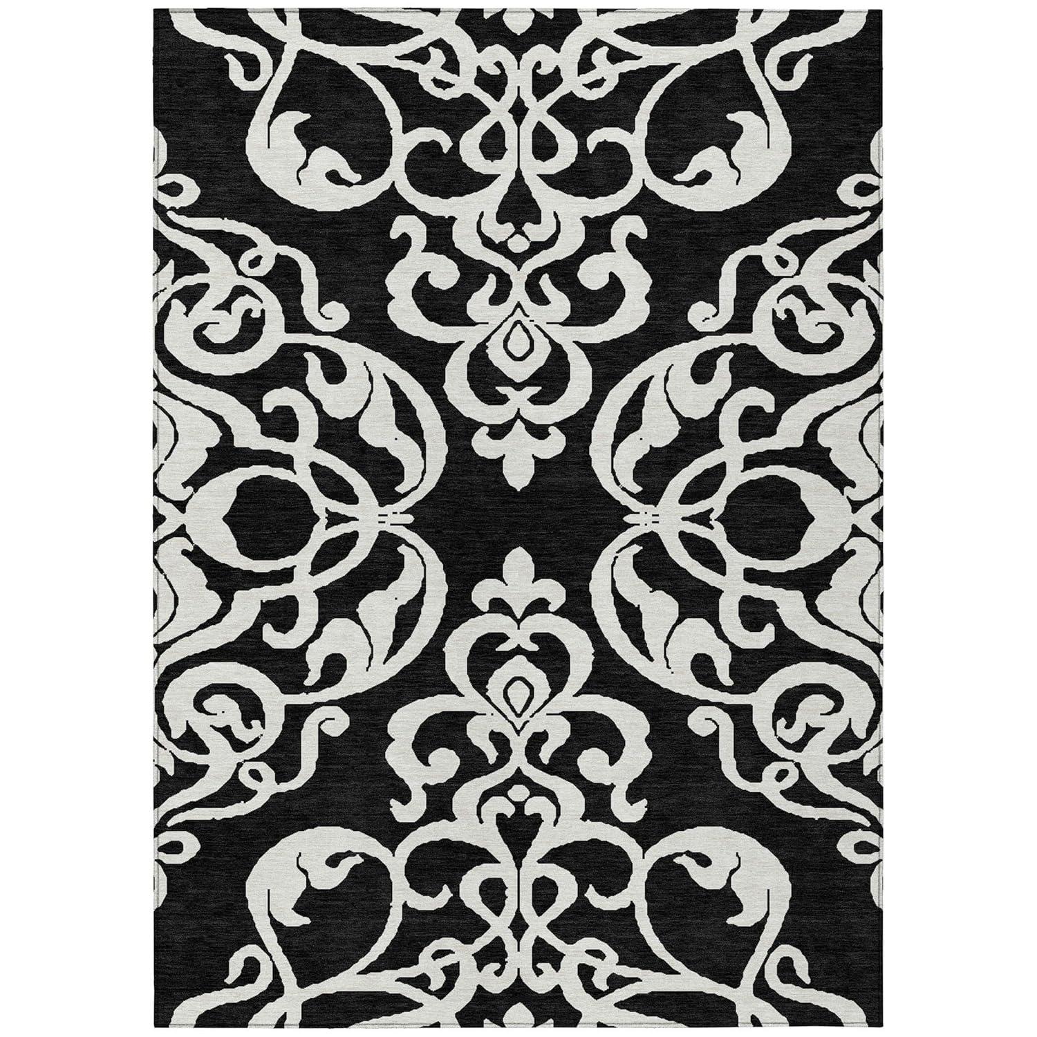 Addison Rugs Chantille ACN973 Black 2'6" x 3'10" Indoor Outdoor Area Rug, Easy Clean, Machine Washable, Non Shedding, Bedroom, Entry, Living Room, Dining Room, Kitchen, Patio Rug