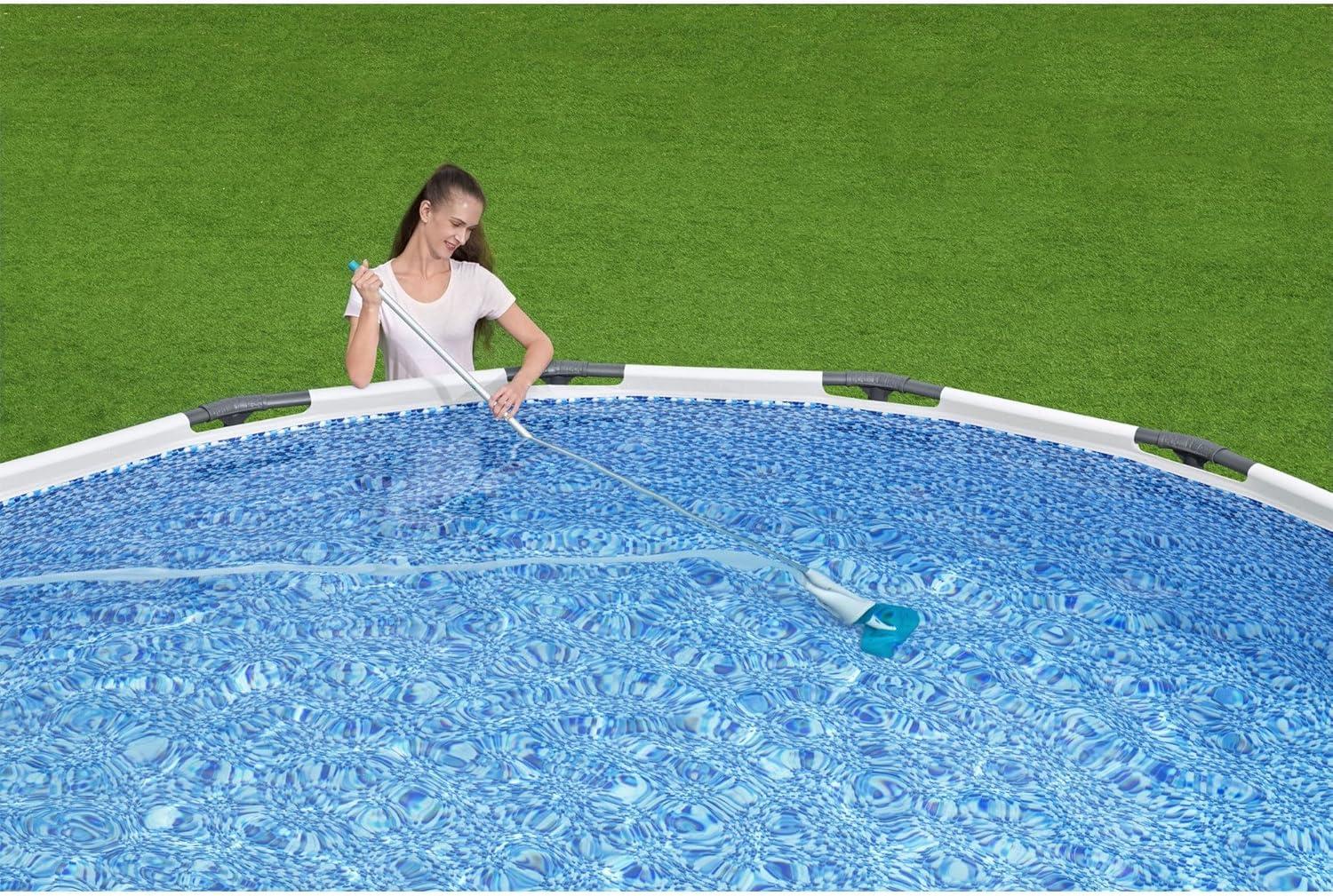 Bestway Flowclear AquaCrawl 88 Inch Pool Vacuum for 15 Feet Above Ground Pools with Removable Debris Bag, Suction Nozzle, Skimmer Head, and Adapters