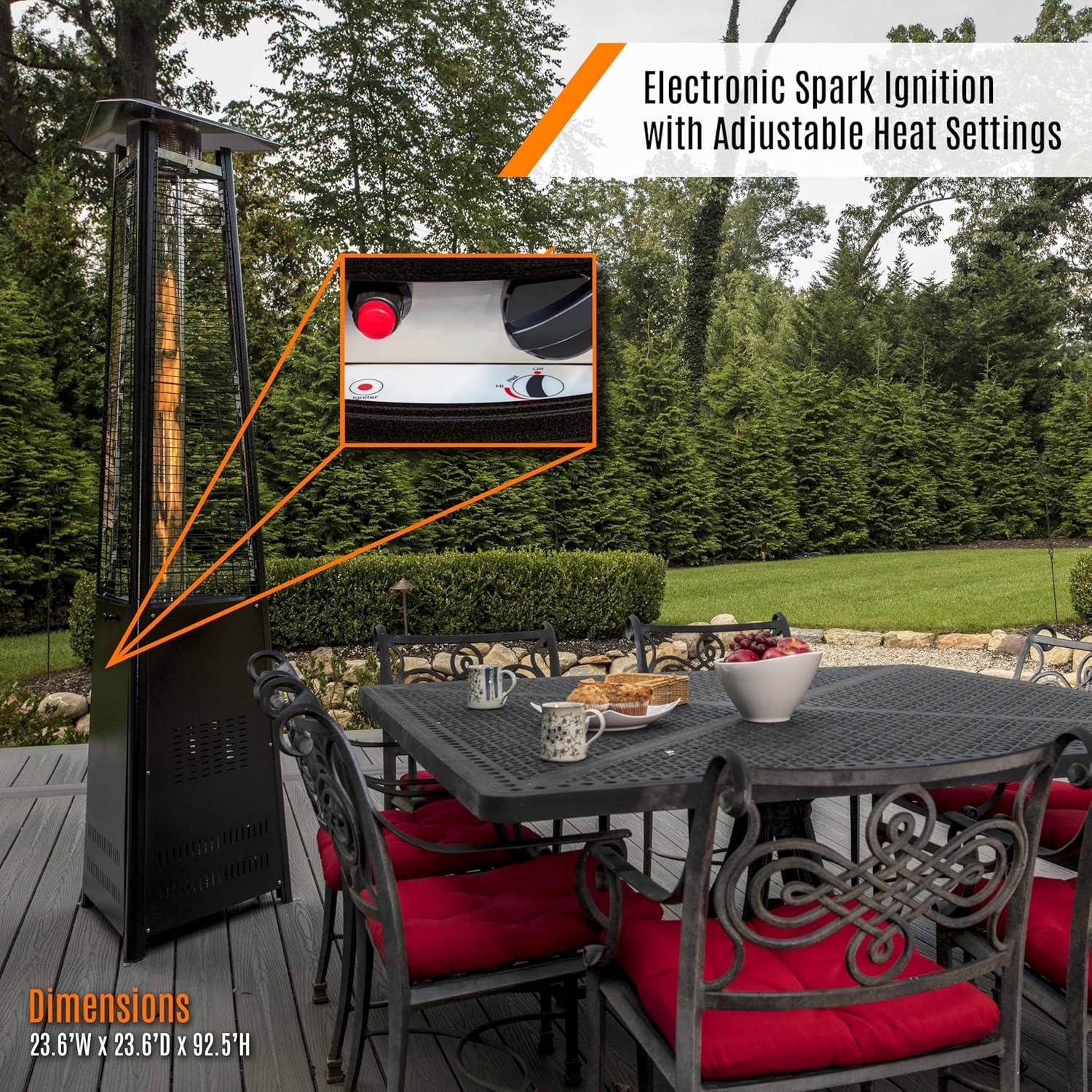 Hammered Black Stainless Steel Pyramid Propane Patio Heater