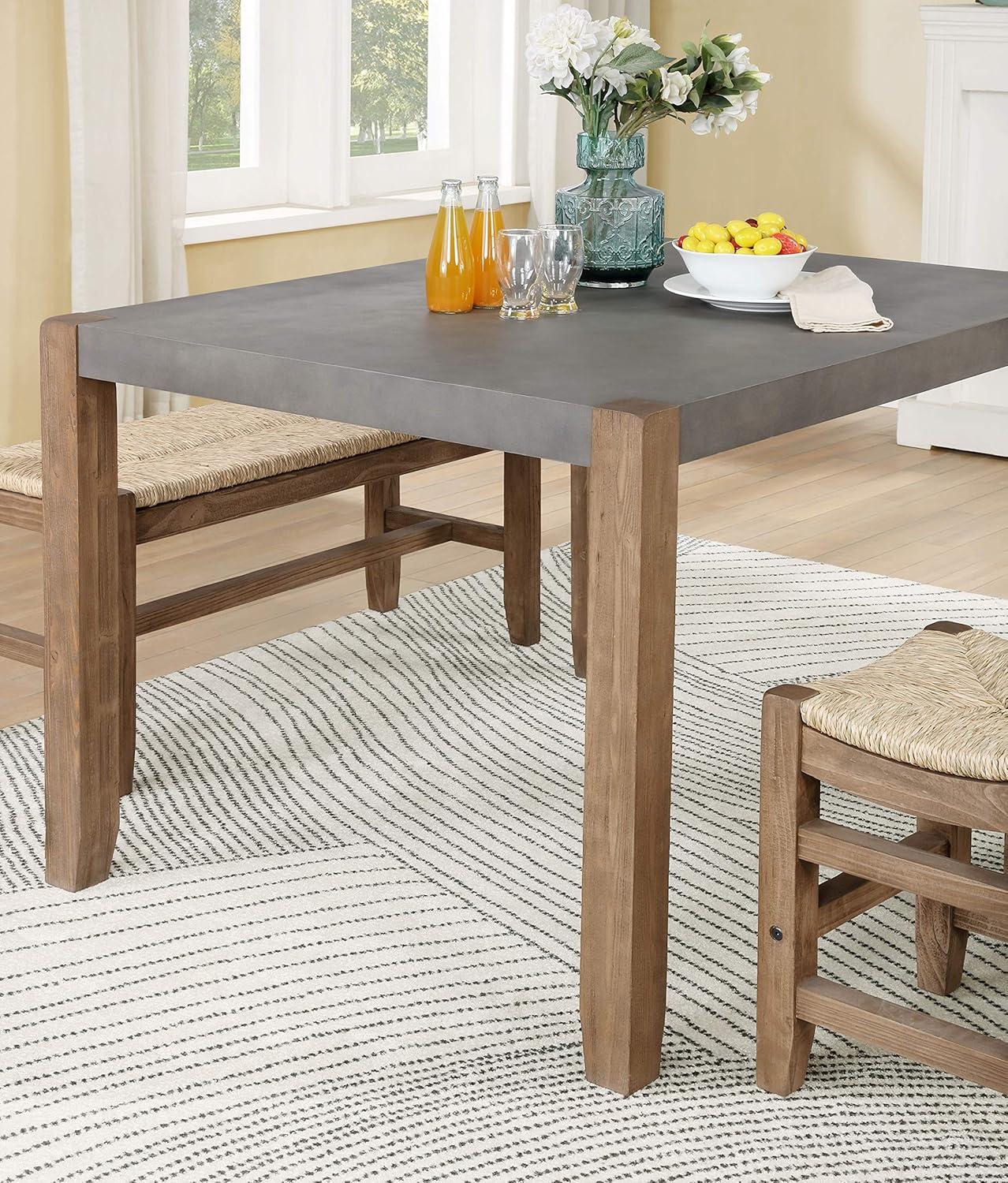 Loft-Style 30" Reclaimed Wood and Faux Concrete Dining Table