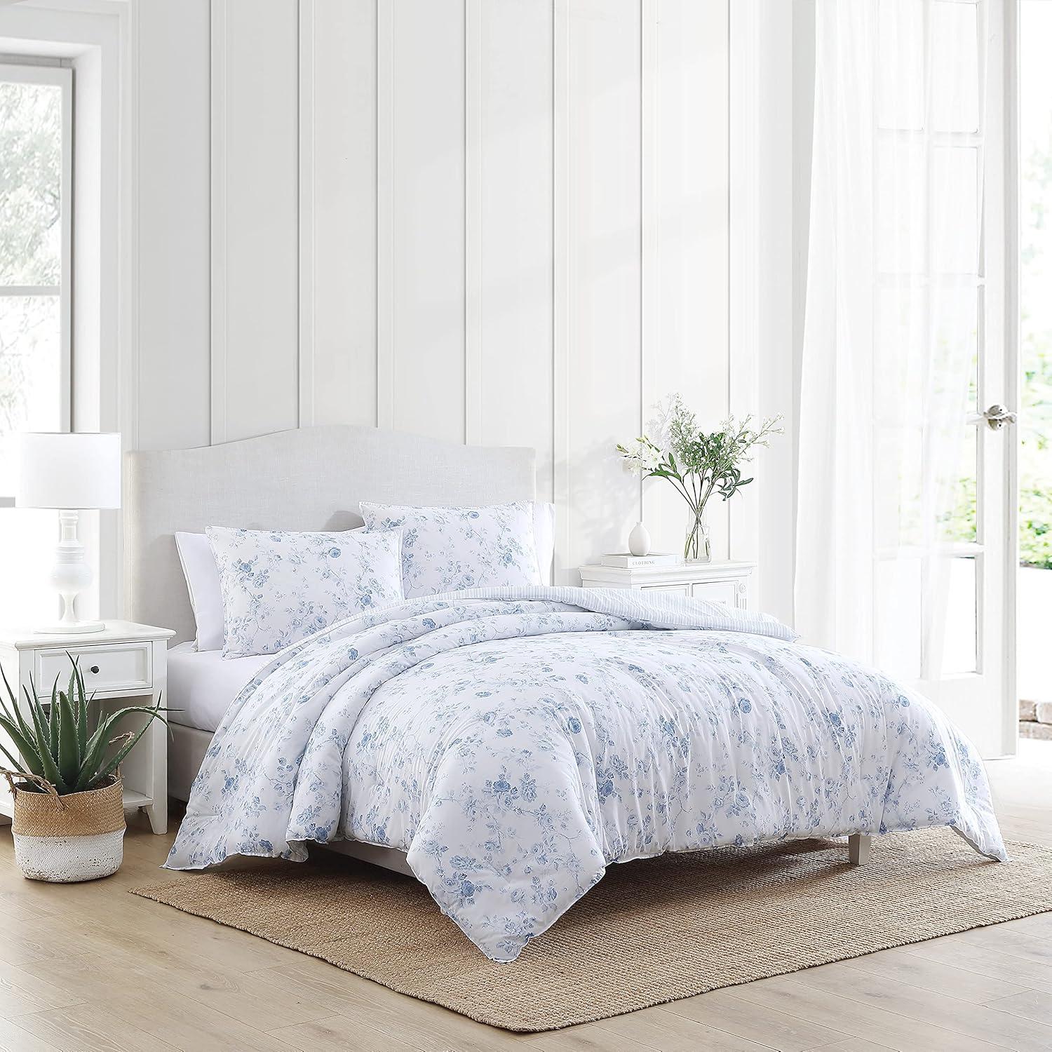 Laura Ashley Laura Ashley Belinda Blue Cotton Comforter Reversible Set