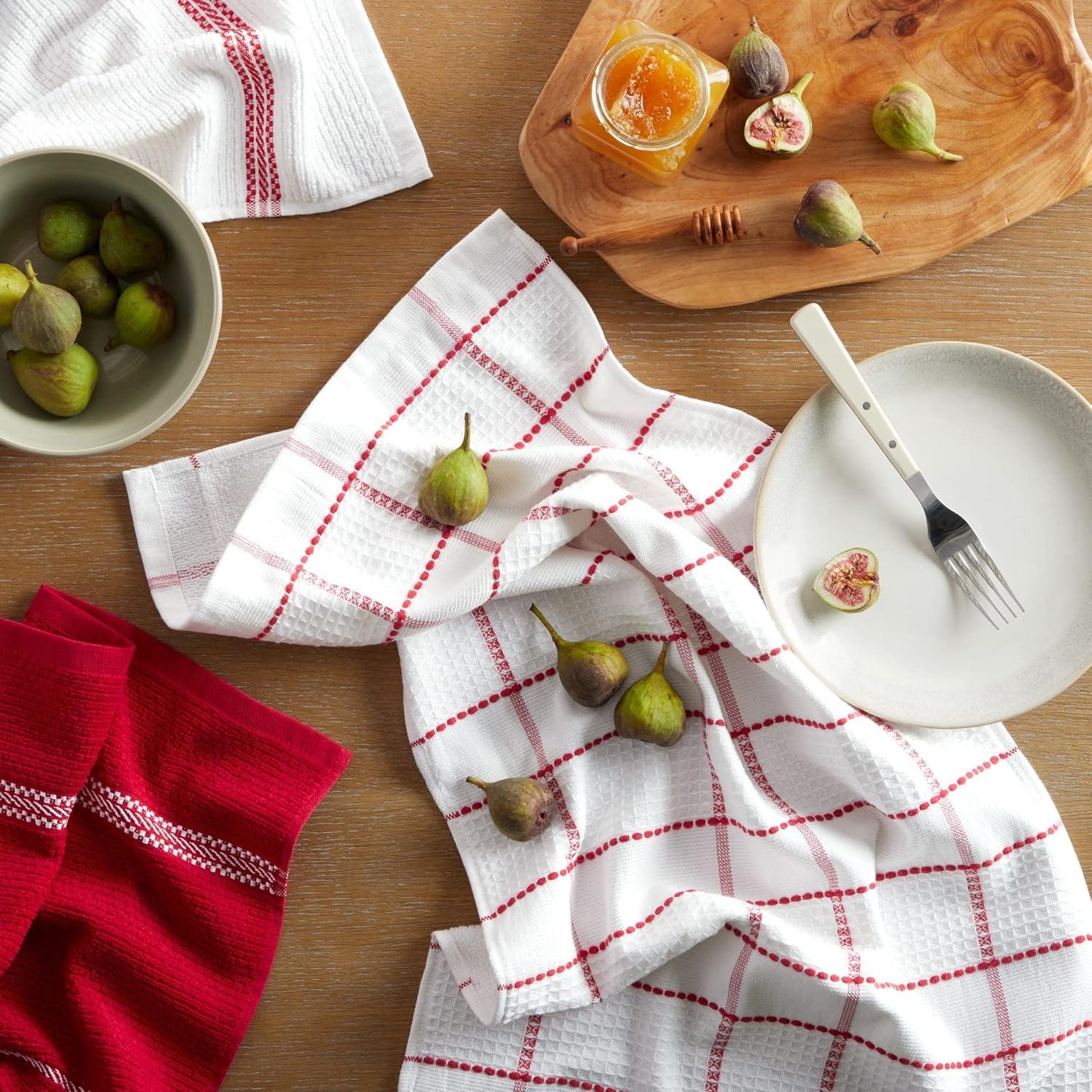 Martha Stewart Martha Stewart Modern Waffle Kitchen Towel Set 6-Pack, Linen, 16"x28" (Set of 6)